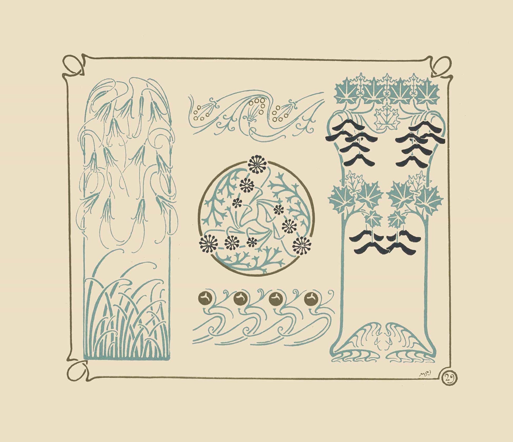 Abstract Design Based On Berries Leaves Grasses by Maurice Pillard Verneuil