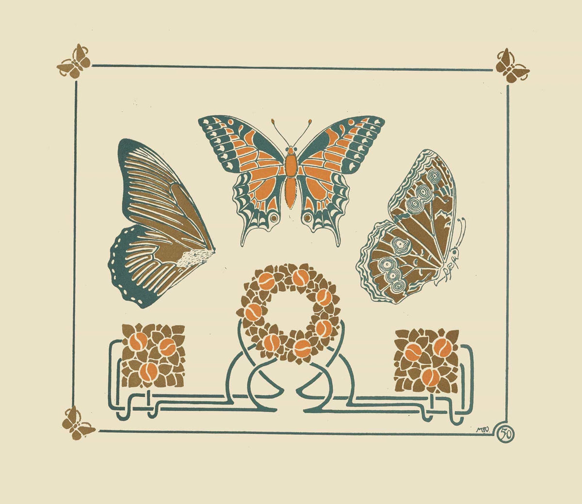 Abstract Design Based On Butterflies And Leaves by Maurice Pillard Verneuil