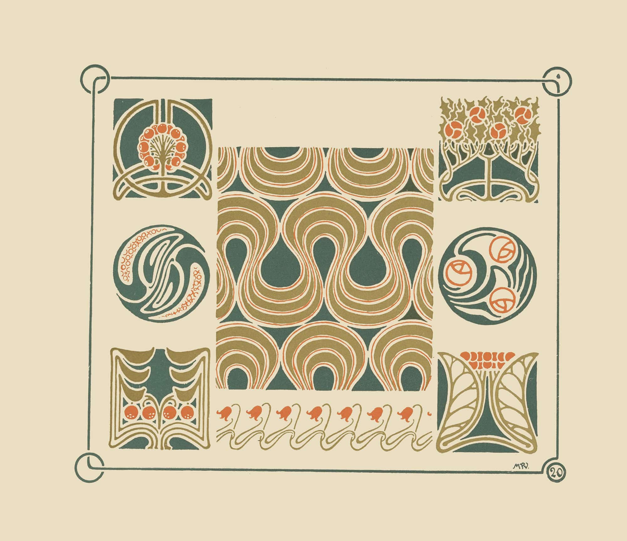 Abstract Design Based On Flower Buds Berries Tulips by Maurice Pillard Verneuil