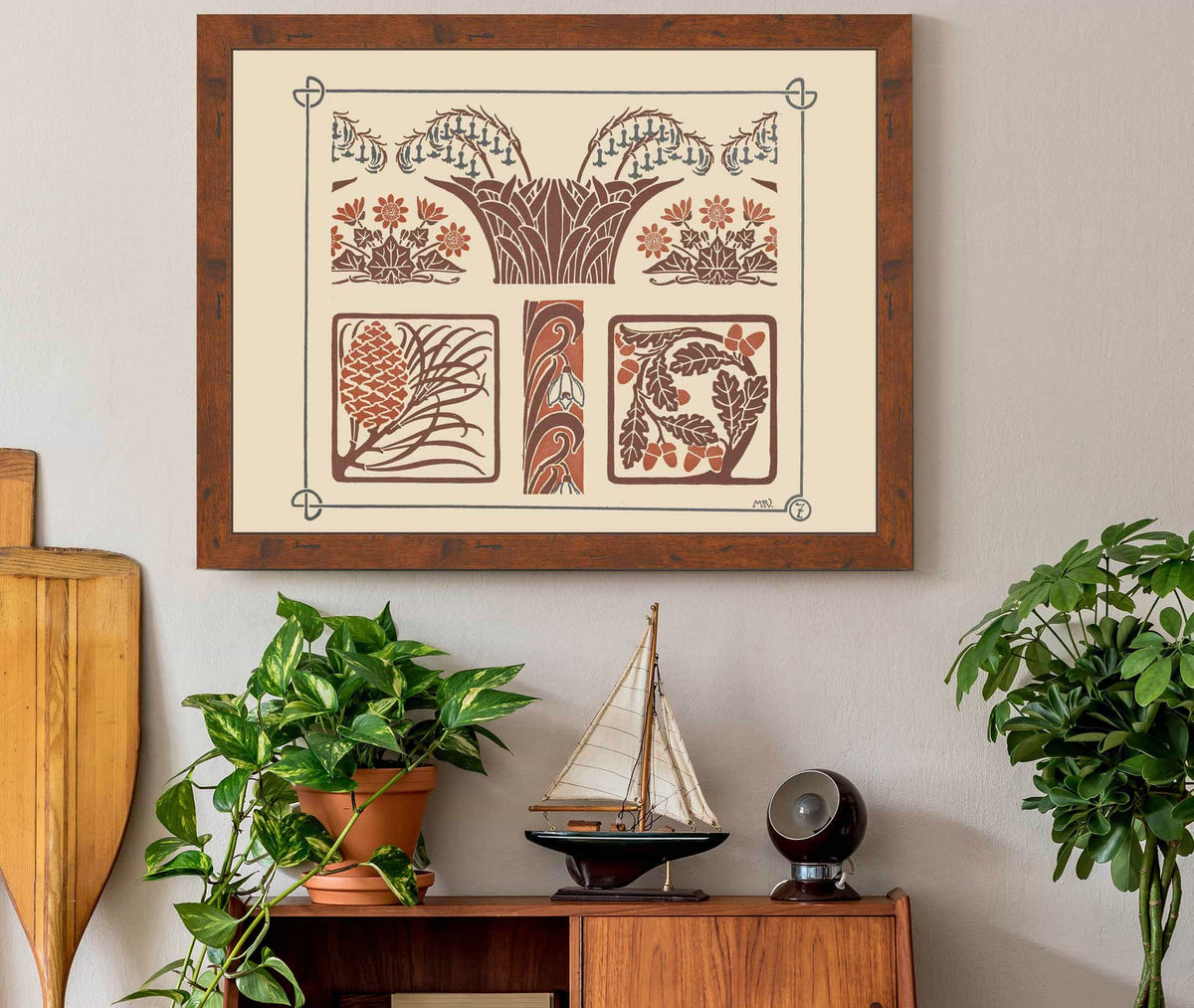 Abstract Design Based On Flowers And Pinecones by Maurice Pillard Verneuil