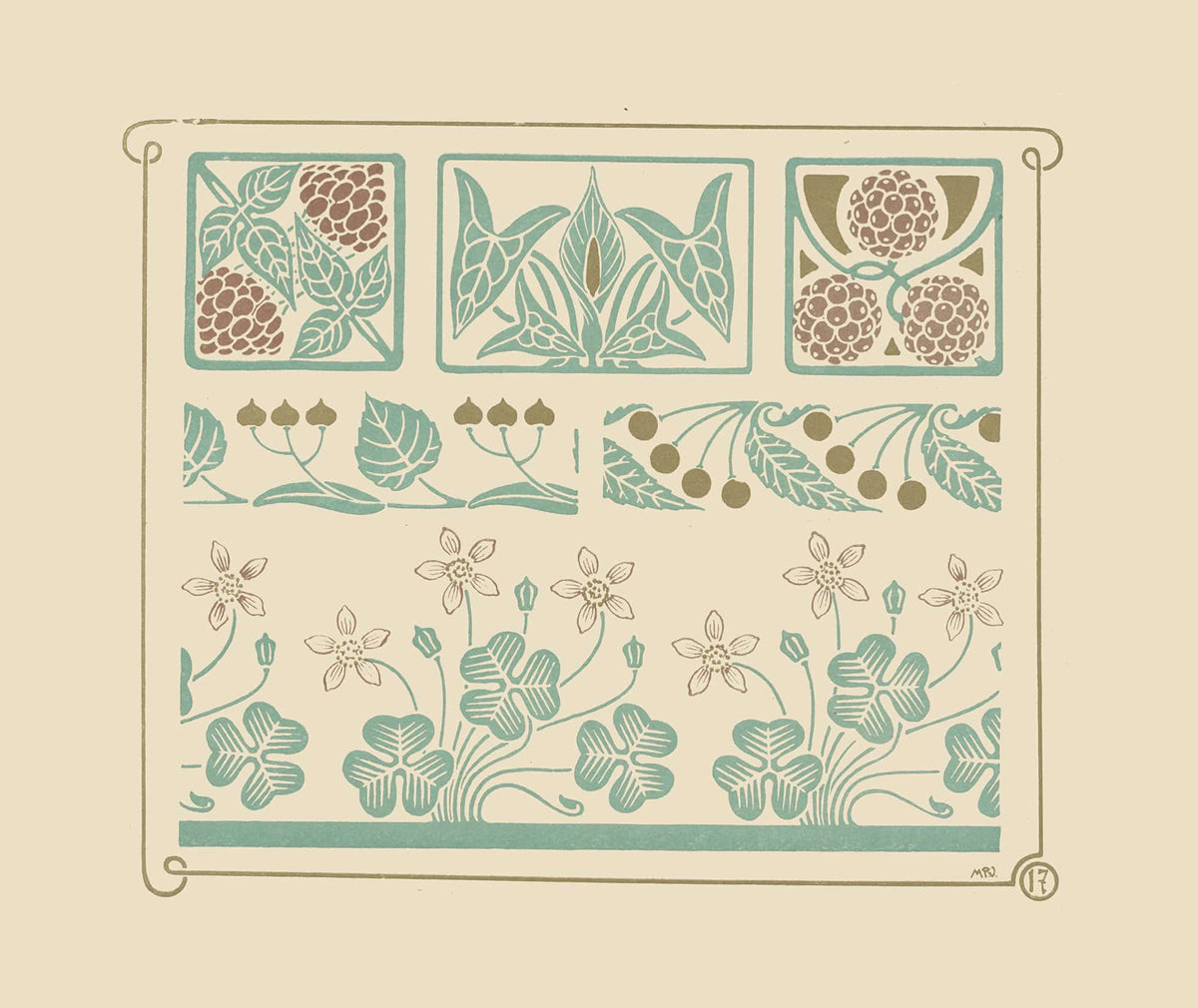 Abstract Design Based On Leaf Clover Berry Shapes by Maurice Pillard Verneuil