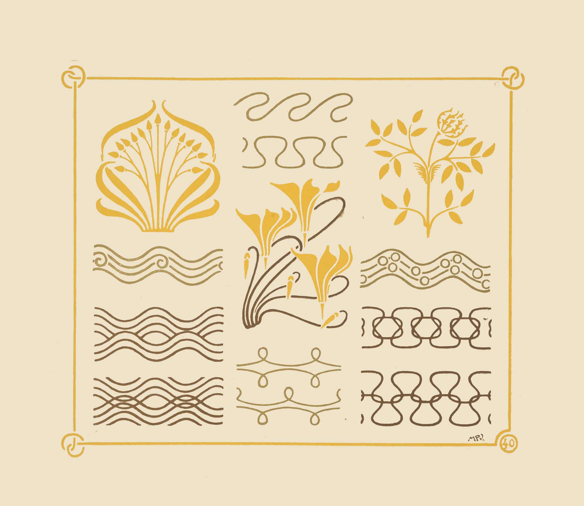 Abstract Design Based On Leaves And Curvilinear Shapes by Maurice Pillard Verneuil