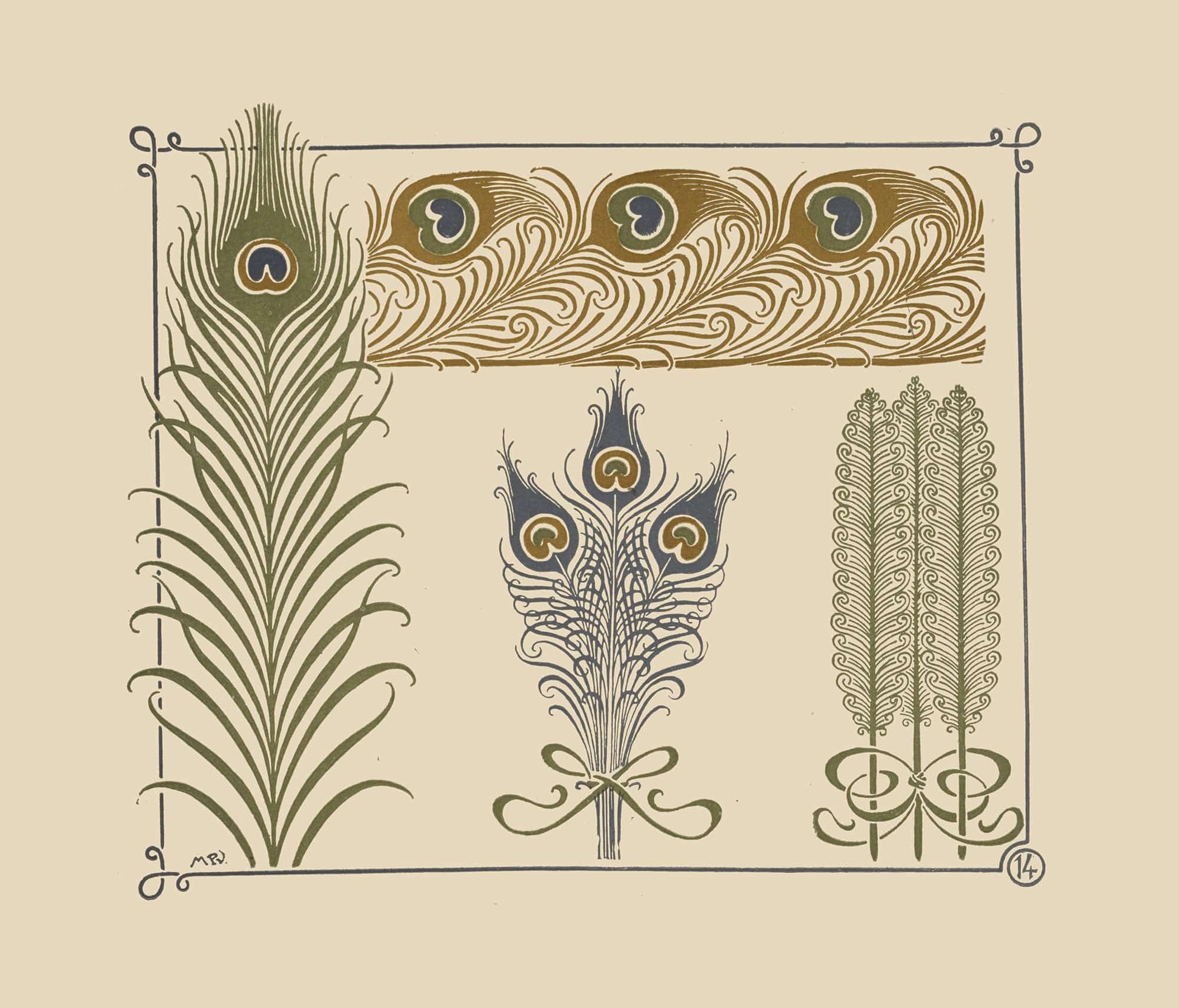 Abstract Design Based On Peacock Feathers by Maurice Pillard Verneuil