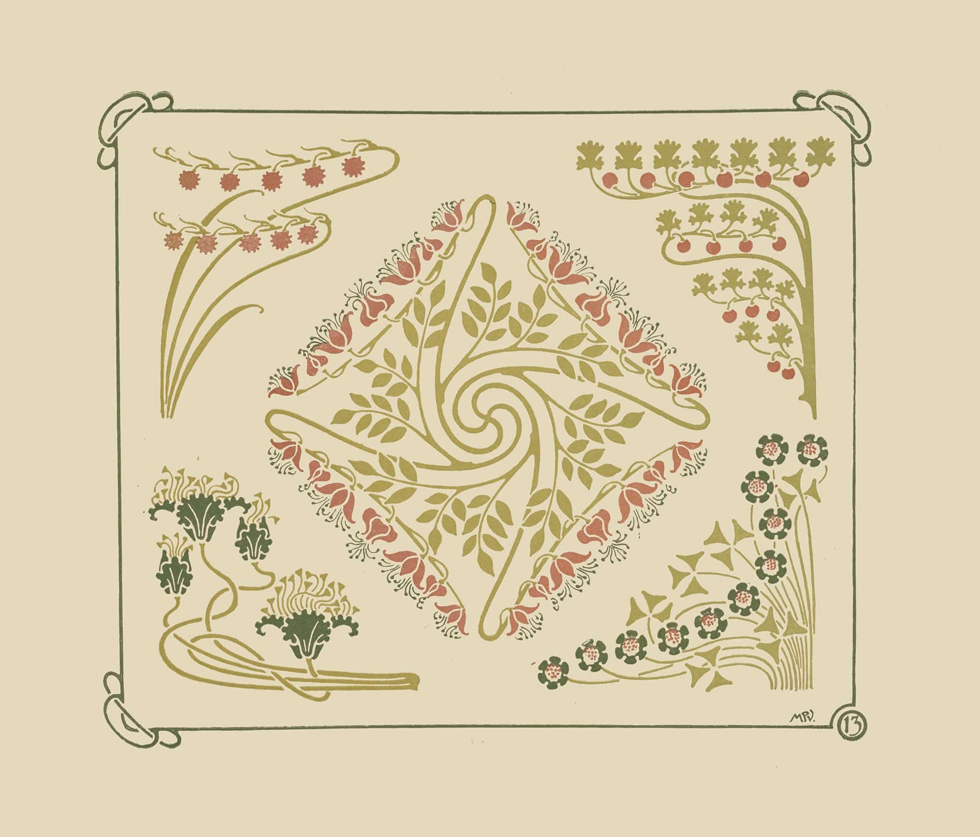 Abstract Design Based On Small Leaf Shapes by Maurice Pillard Verneuil