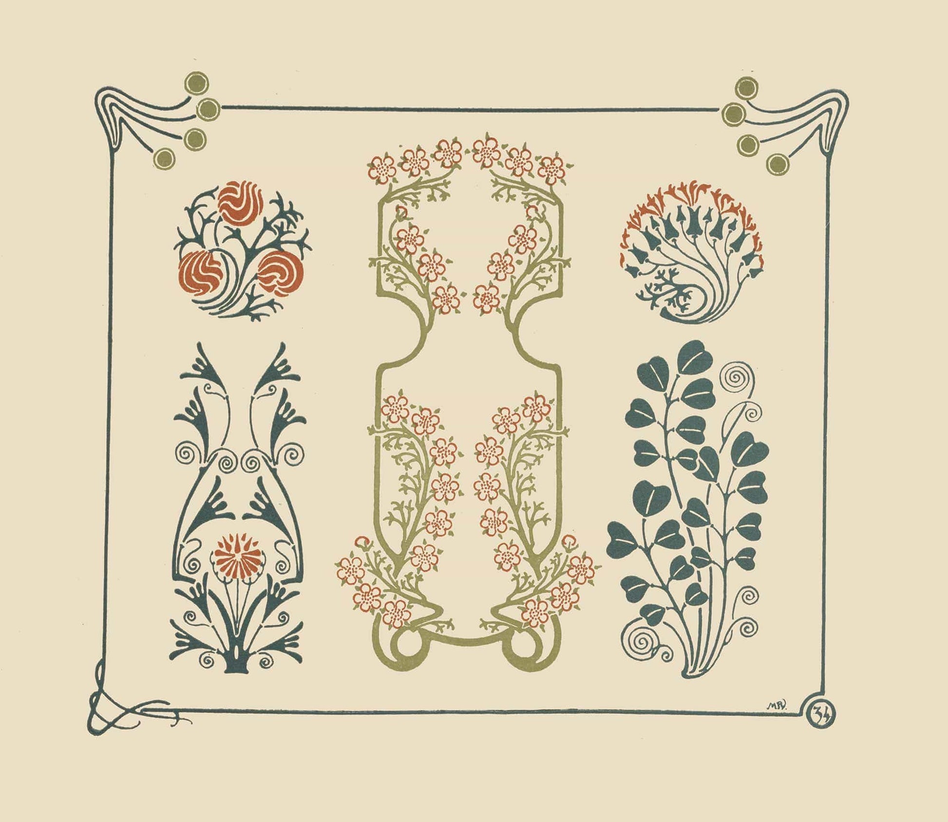 Abstract Design Based On Tiny Flowers And Leaves by Maurice Pillard Verneuil