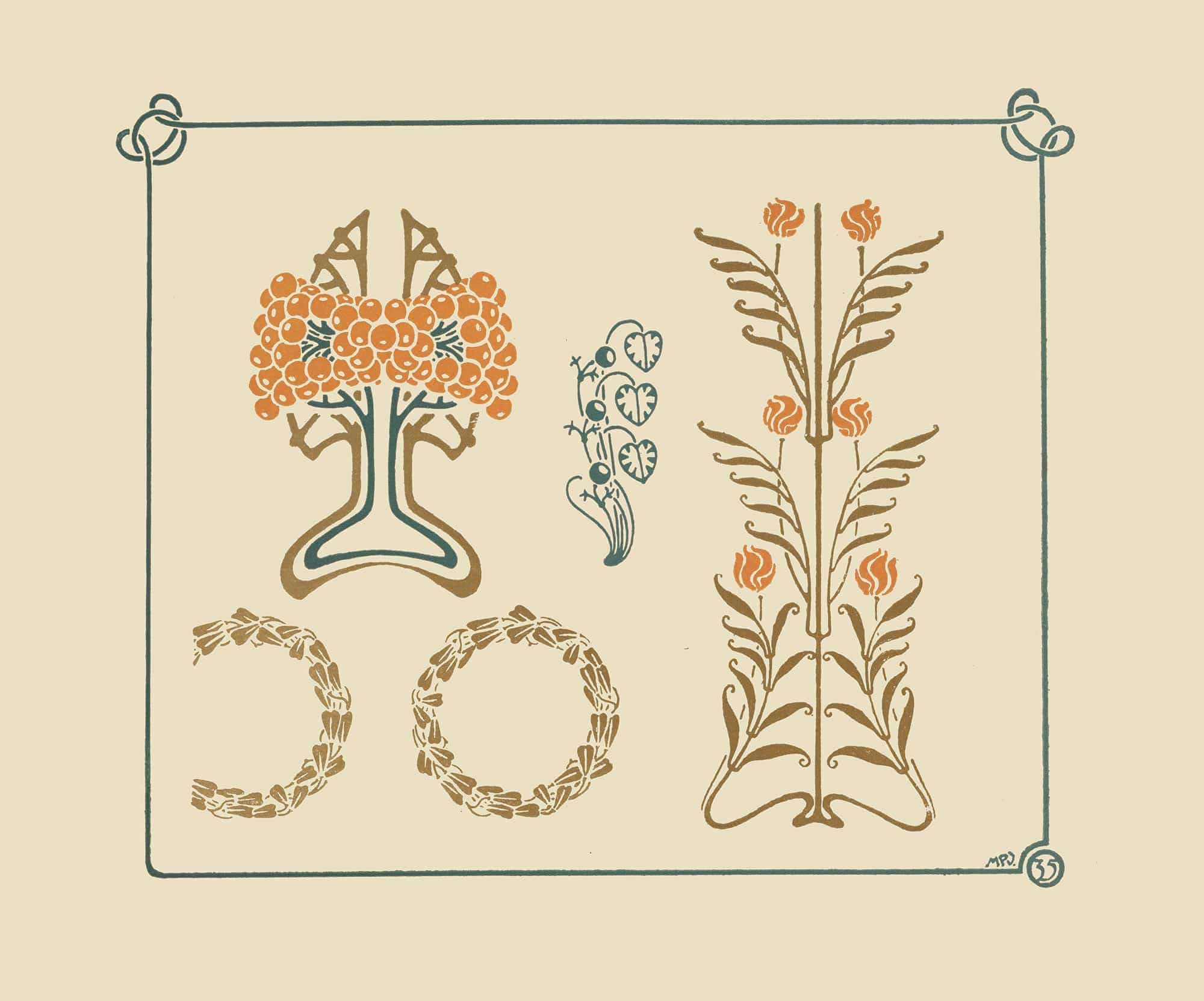 Abstract Design Based On Tiny Leaves And Berries by Maurice Pillard Verneuil