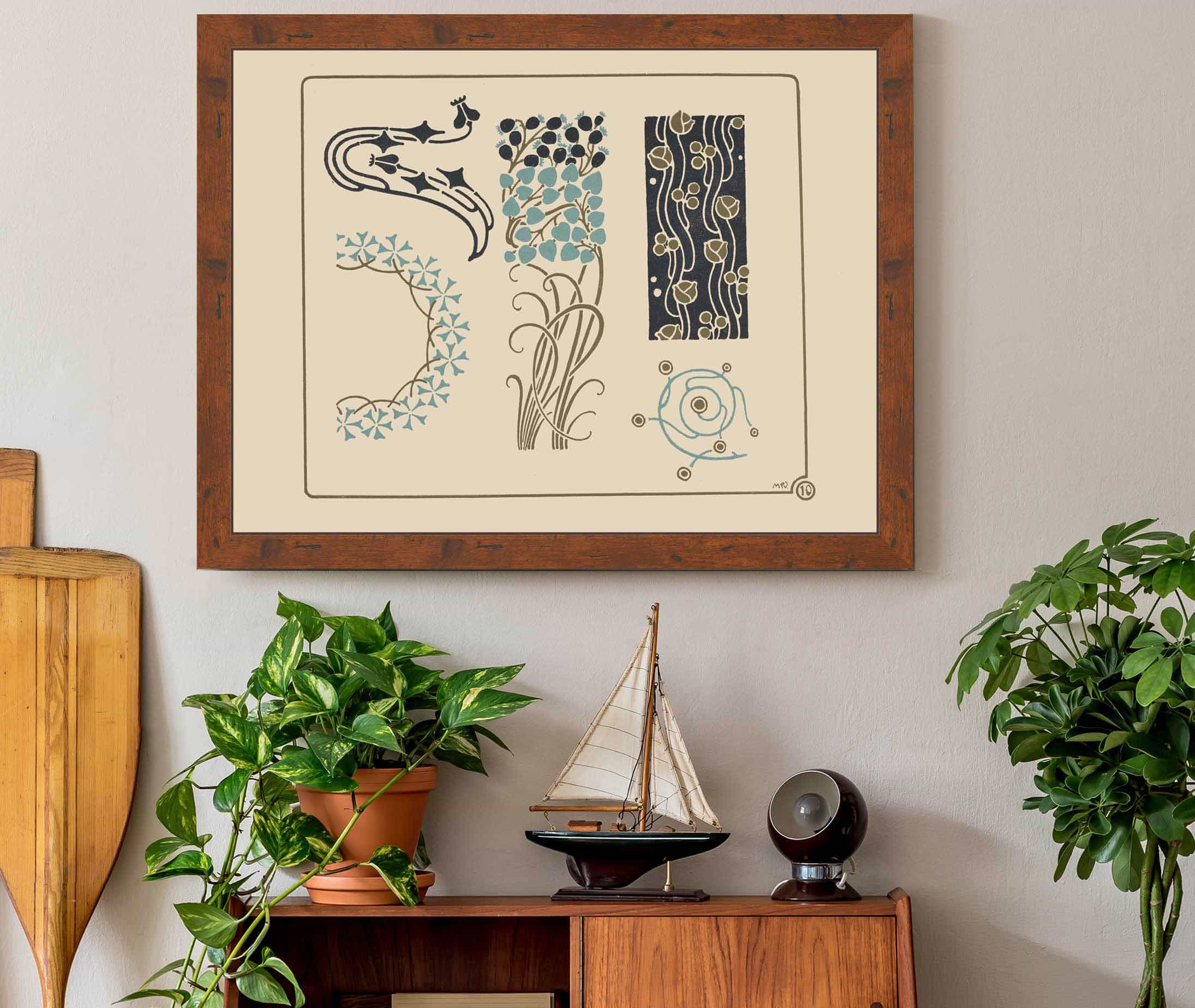 Abstract Design Based On Tiny Leaves On Stems by Maurice Pillard Verneuil