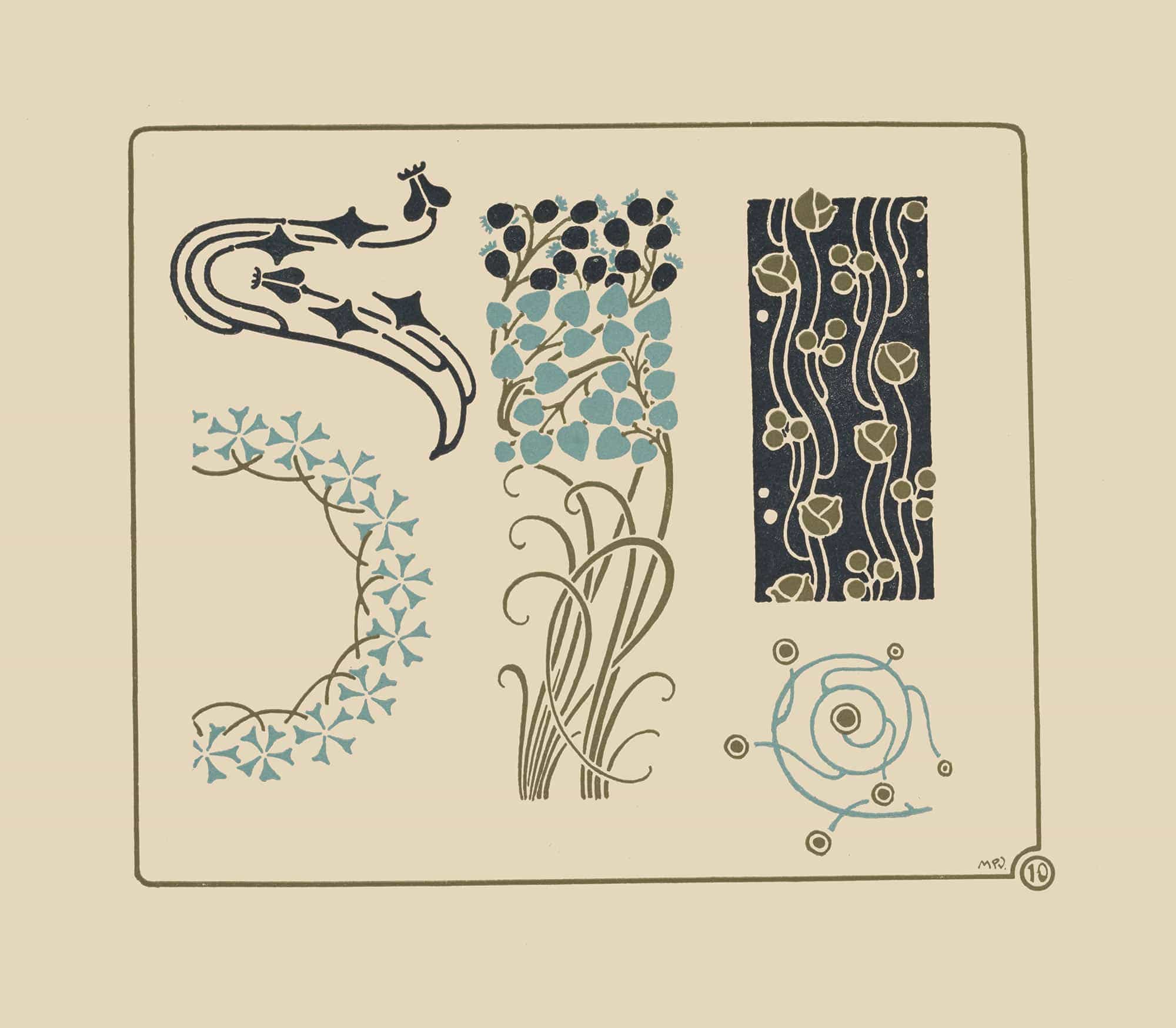 Abstract Design Based On Tiny Leaves On Stems by Maurice Pillard Verneuil