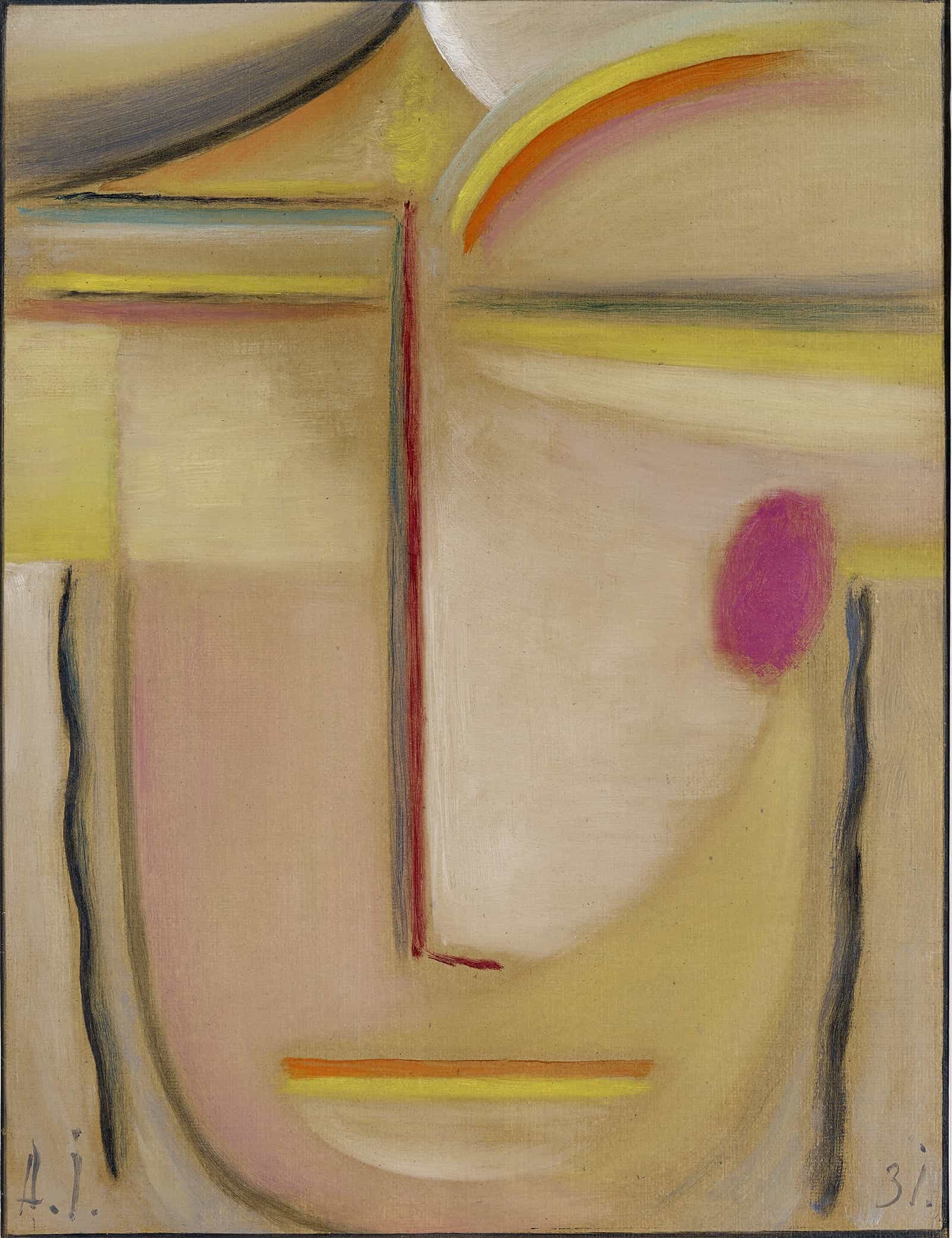 Abstract Headgold And Pink by Alexej Von Jawlensky