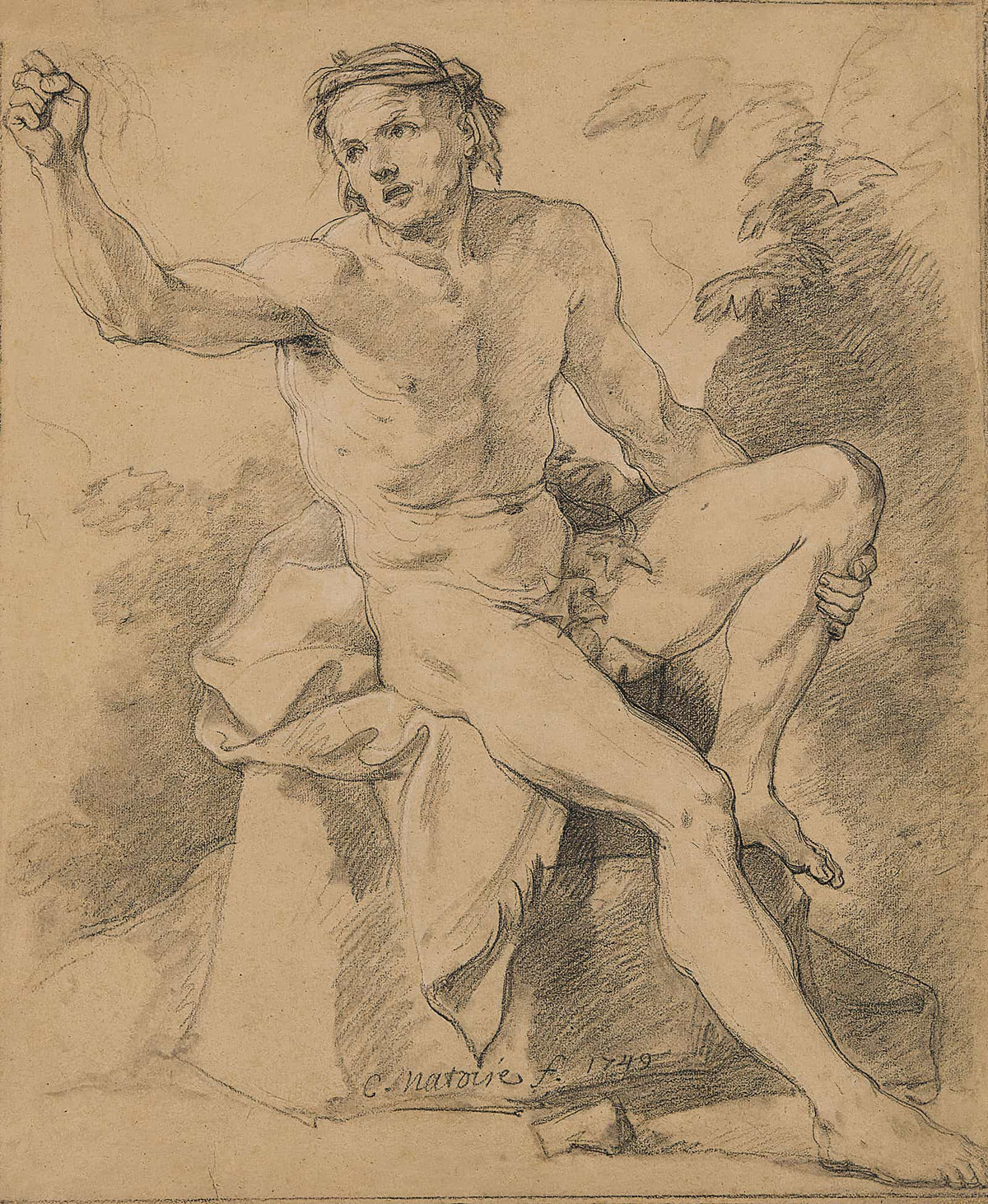 Academie Dhomme Nu Assis by Charles Joseph Natoire