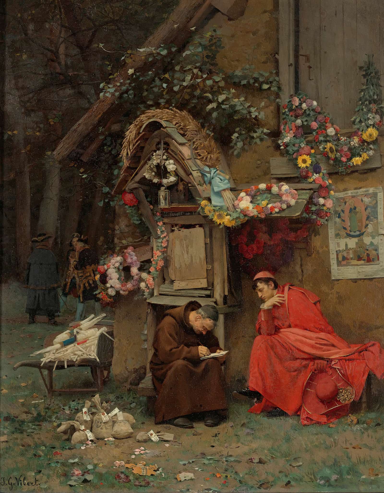 Adding Up The Donations by Jehan Georges Vibert