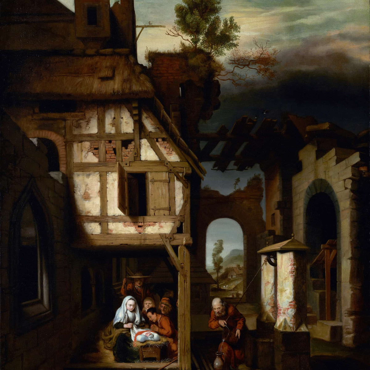 Adoration Of The Shepherds About by Nicolaes Maes