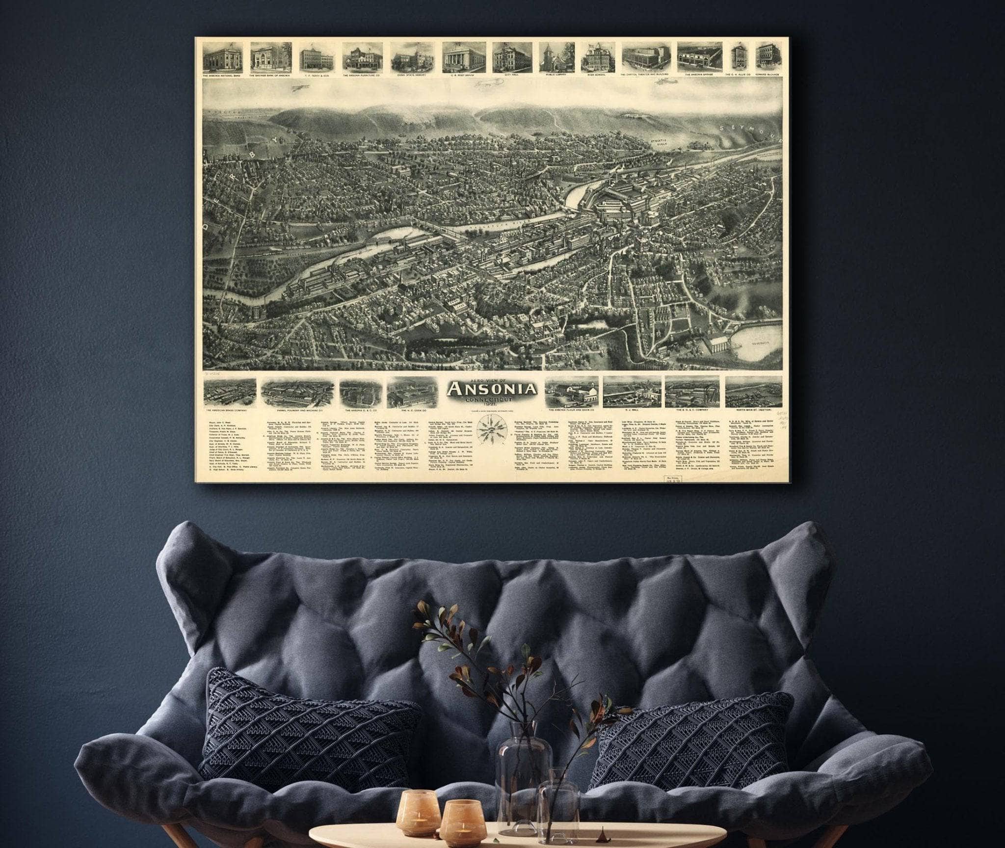 Aero View Of Ansonia Connecticut 1921 State of Connecticut