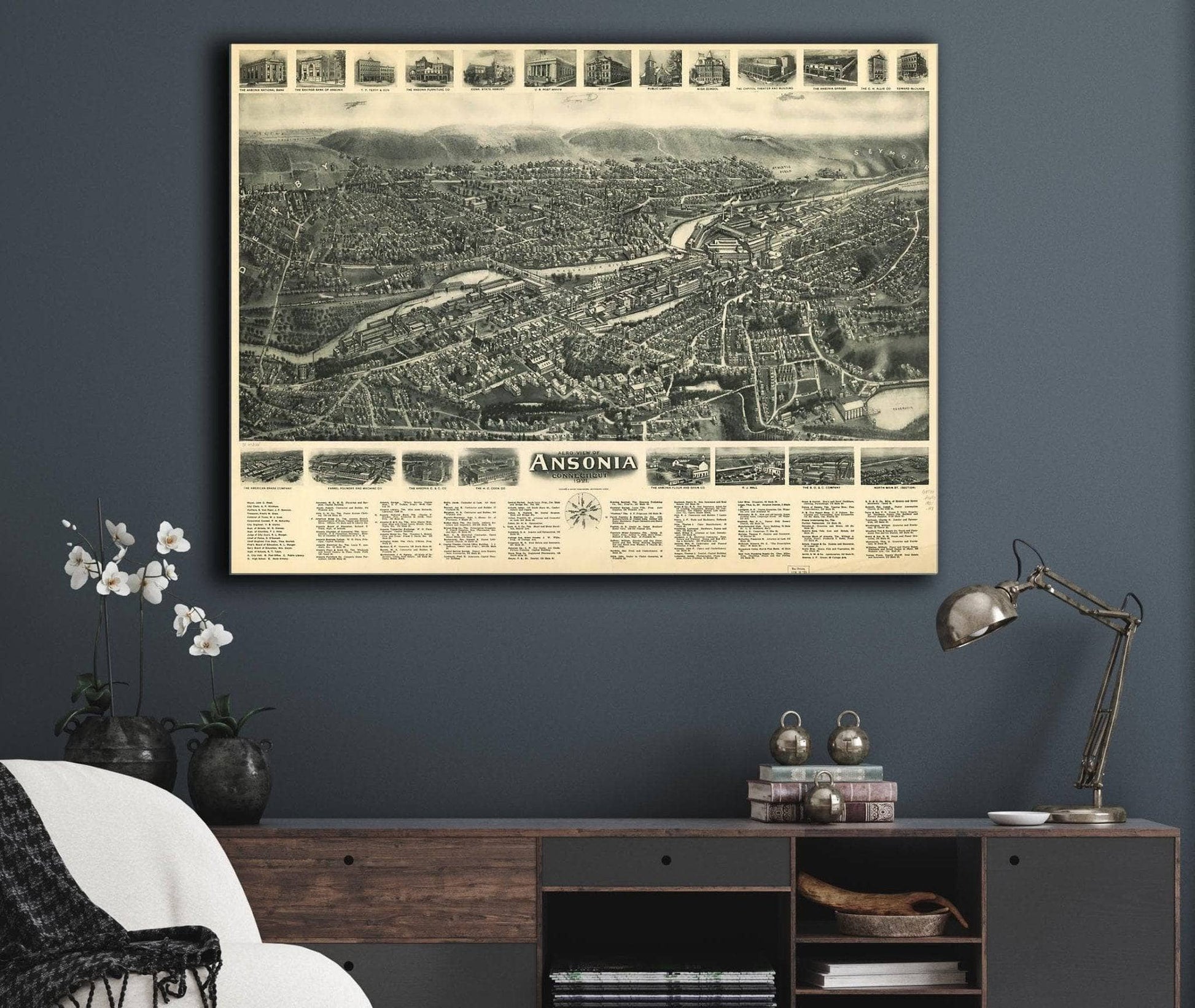 Aero View Of Ansonia Connecticut 1921 State of Connecticut