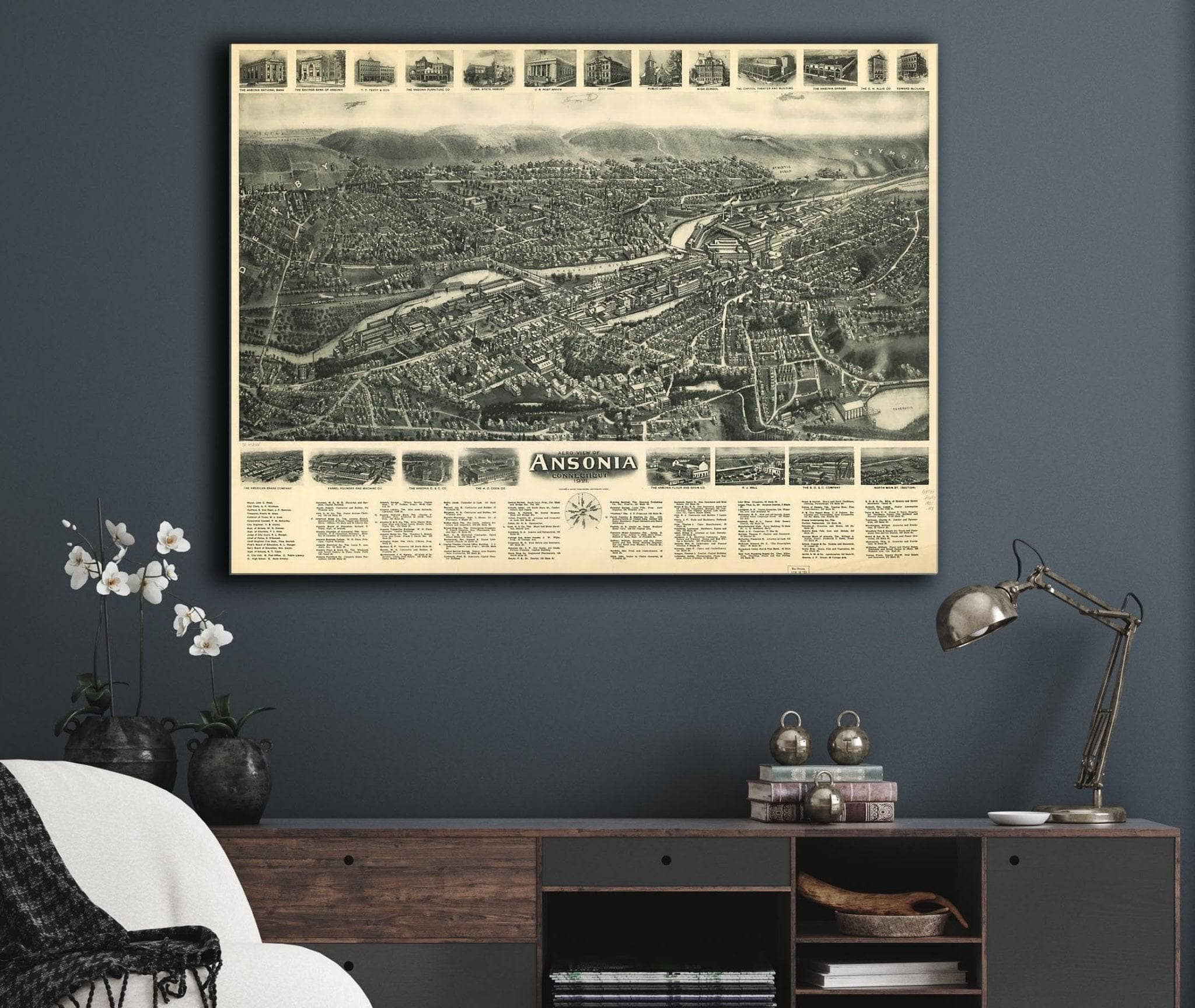 Aero View Of Ansonia Connecticut 1921 State of Connecticut