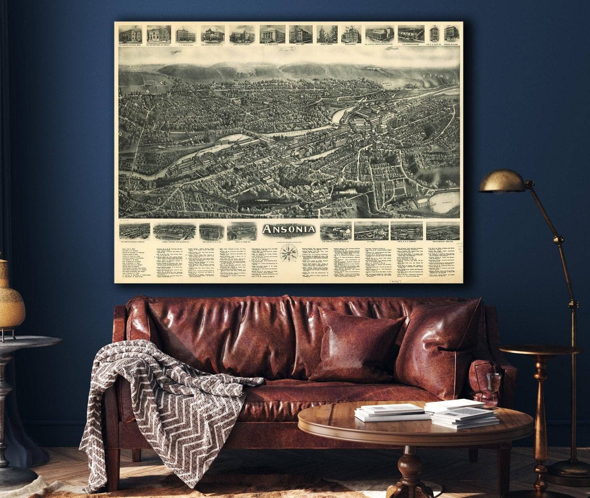 Aero View Of Ansonia Connecticut 1921 State of Connecticut