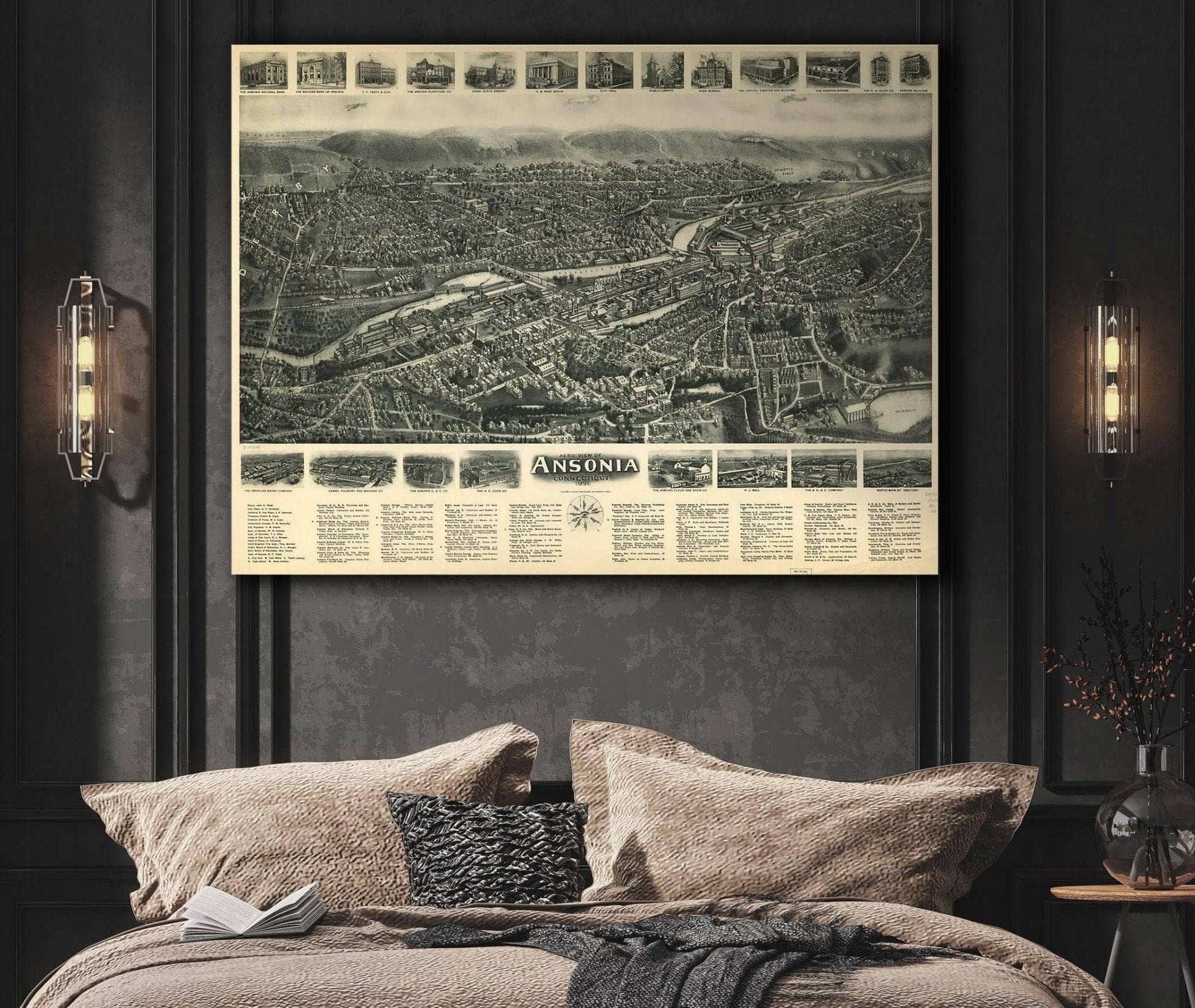 Aero View Of Ansonia Connecticut 1921 State of Connecticut