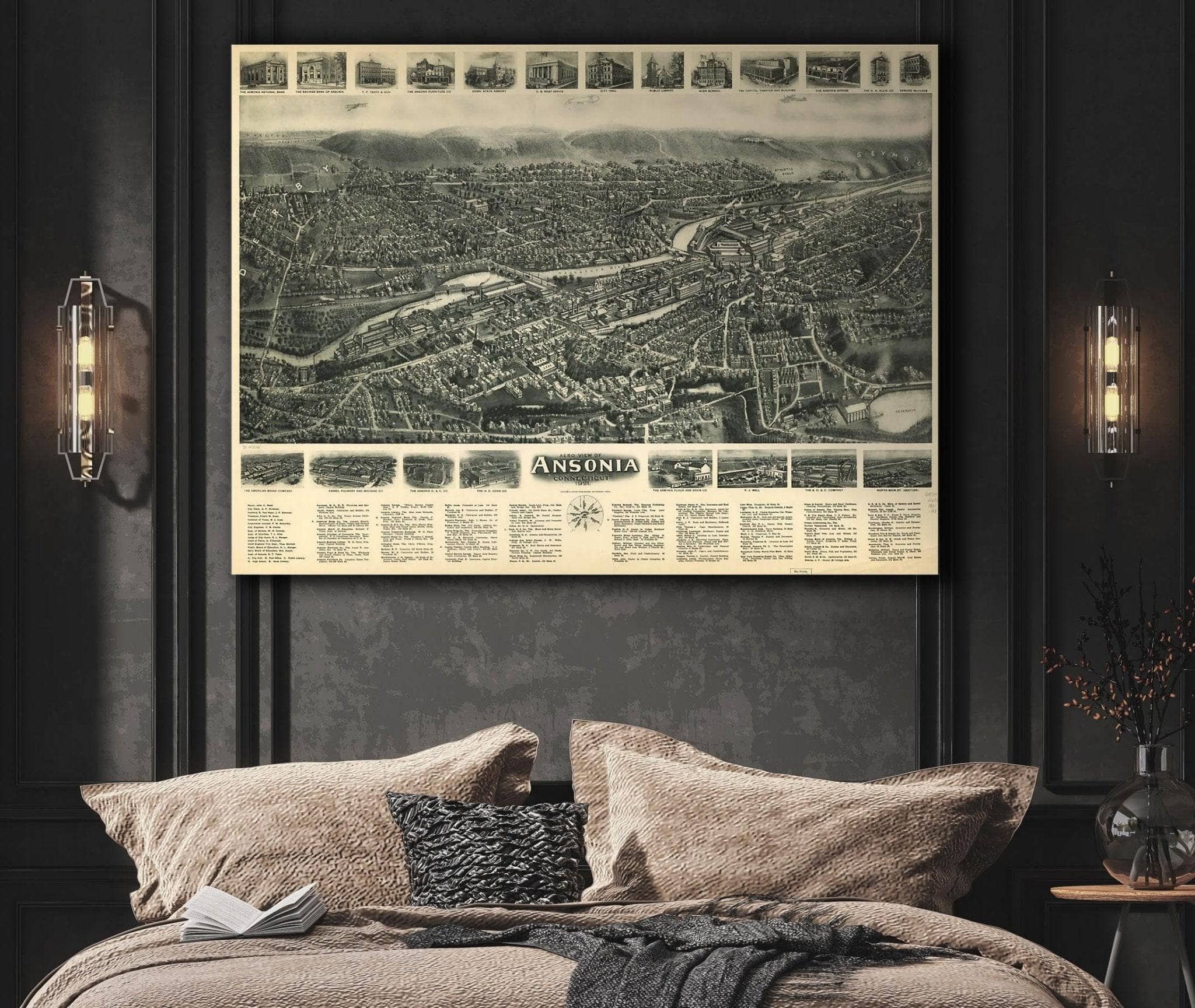 Aero View Of Ansonia Connecticut 1921 State of Connecticut