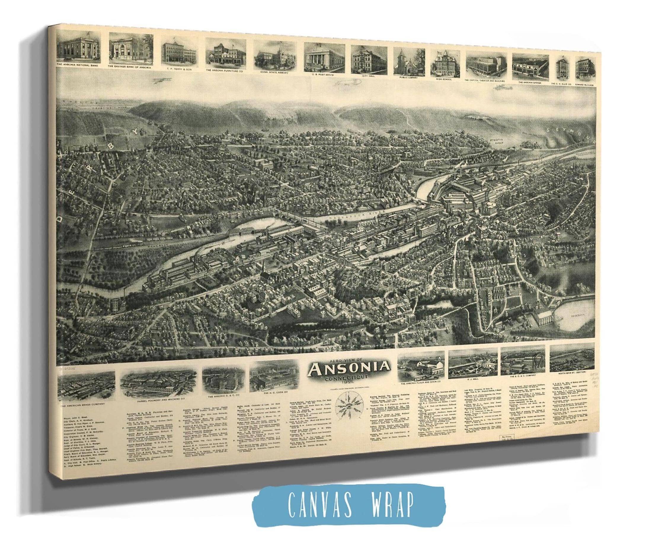 Aero View Of Ansonia Connecticut 1921 State of Connecticut
