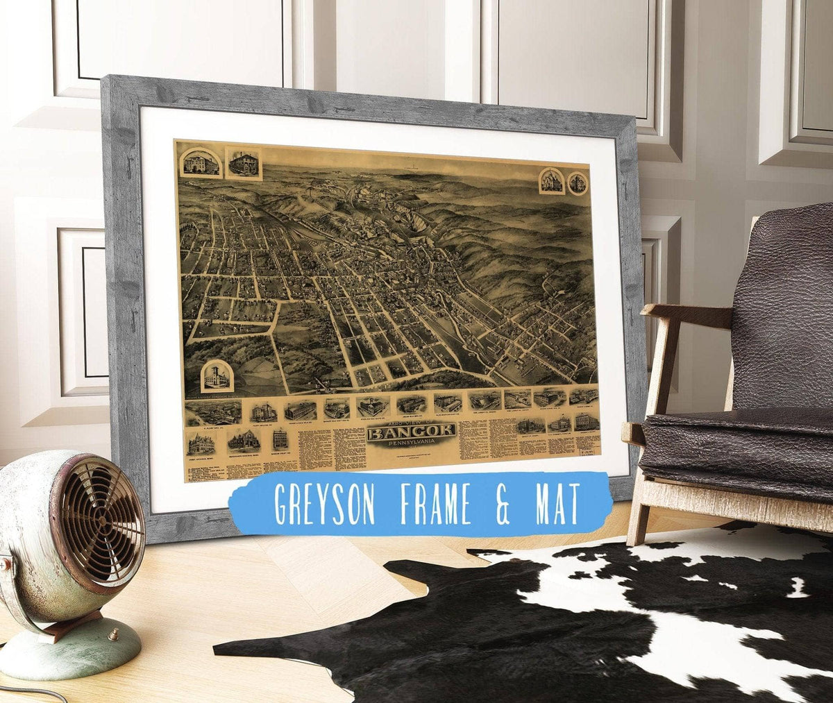 Aero View Of Bangor Pennsylvania 1918 State of Pennsylvania