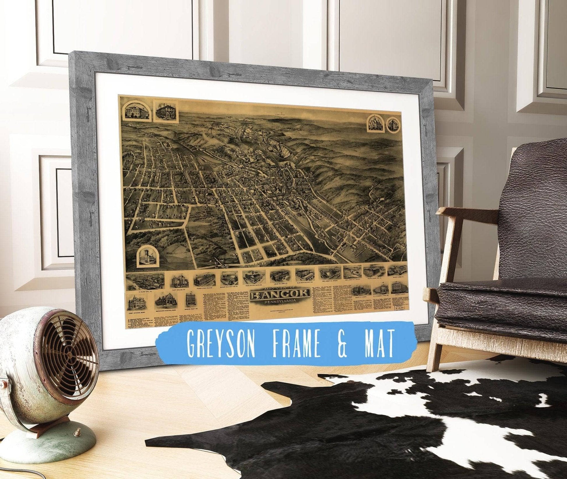 Aero View Of Bangor Pennsylvania 1918 State of Pennsylvania