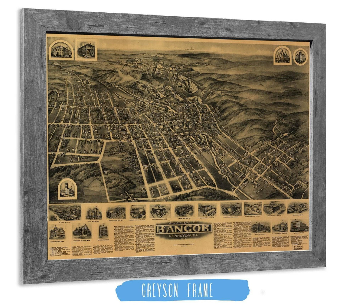 Aero View Of Bangor Pennsylvania 1918 State of Pennsylvania