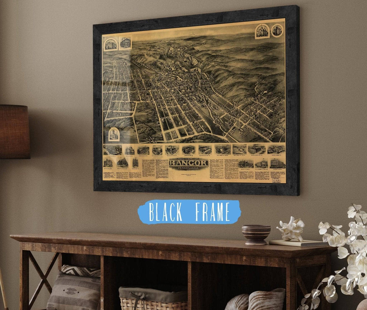 Aero View Of Bangor Pennsylvania 1918 State of Pennsylvania