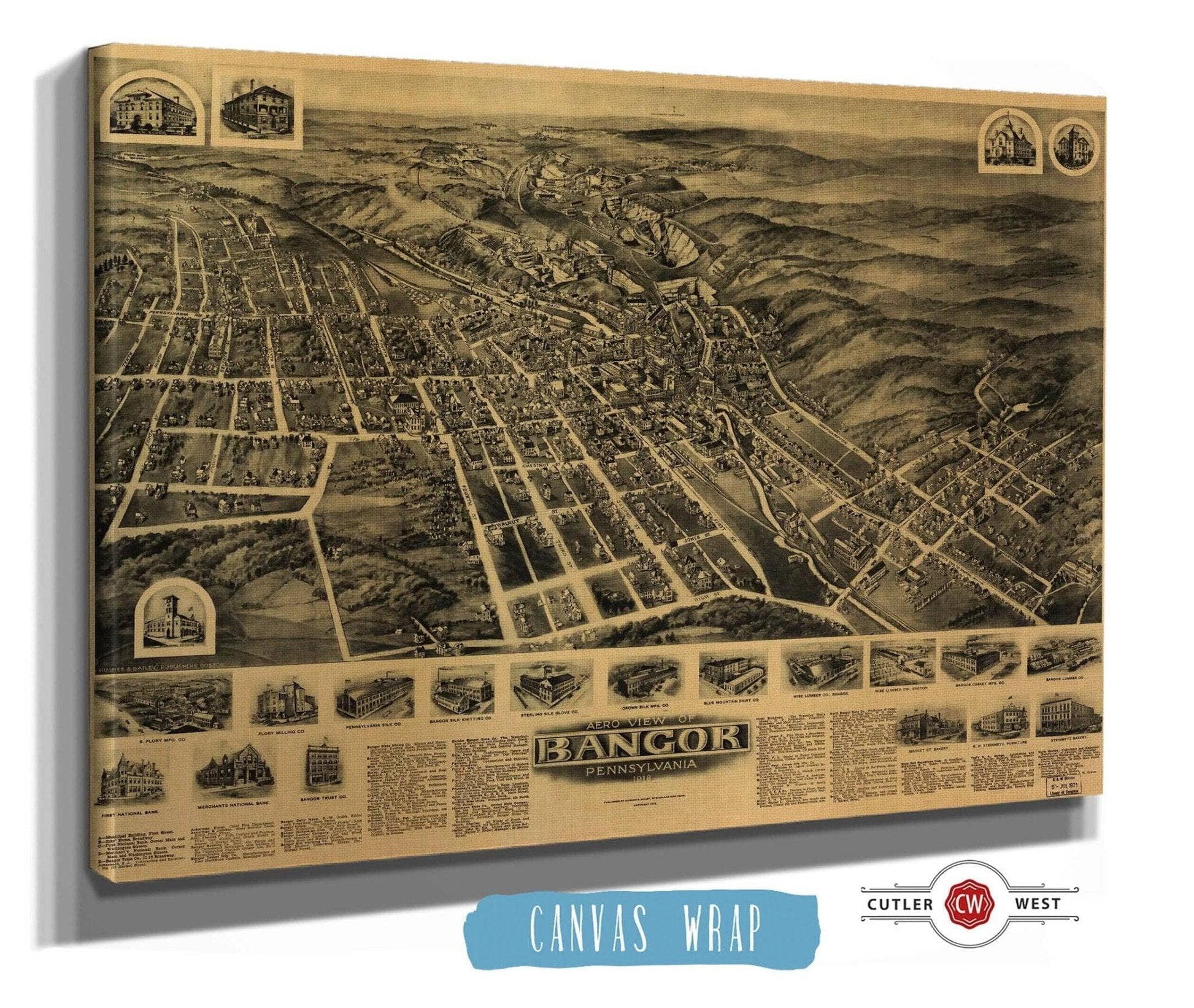 Aero View Of Bangor Pennsylvania 1918 State of Pennsylvania