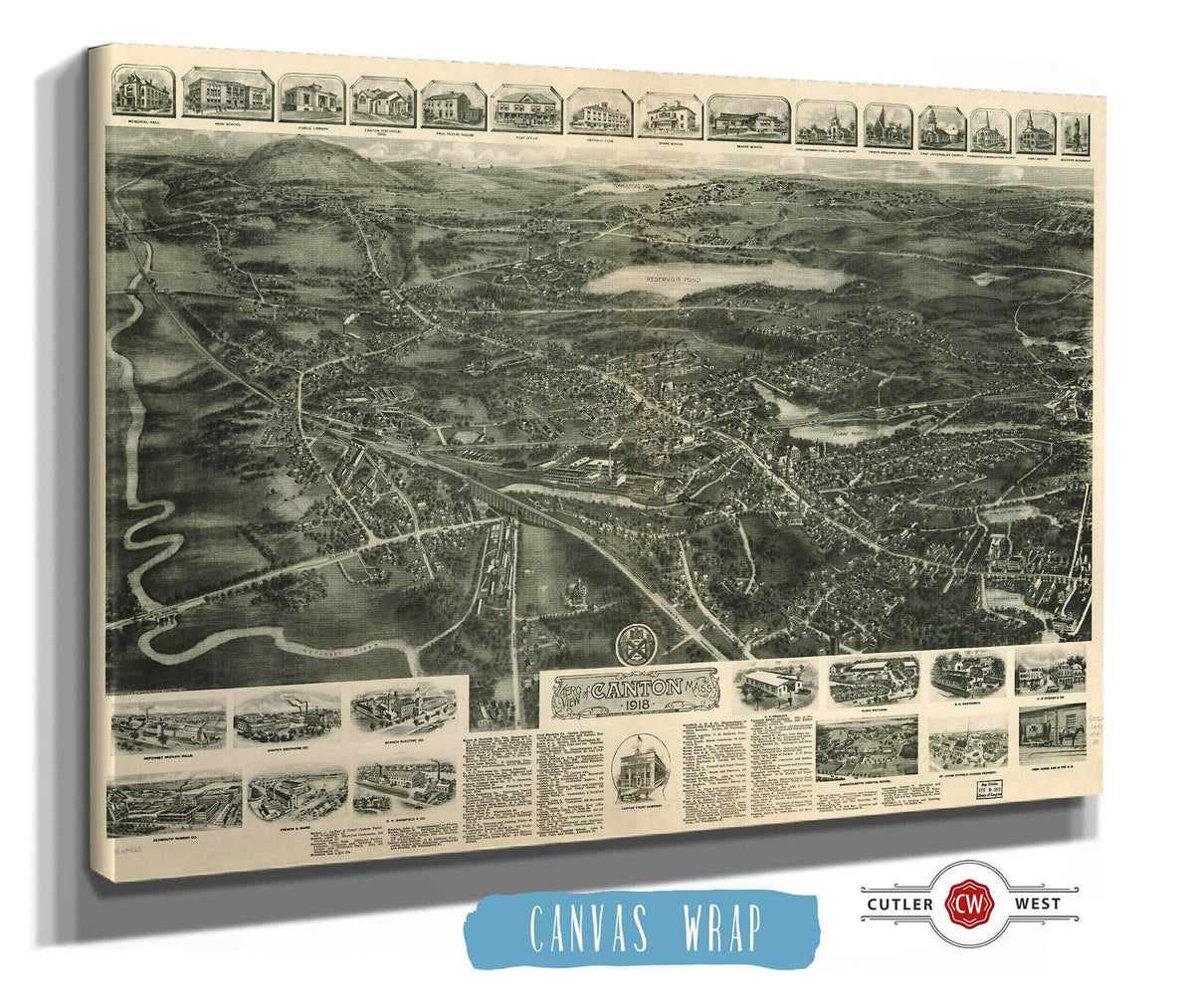 Aero View Of Canton Mass 1918 State of Massachusetts