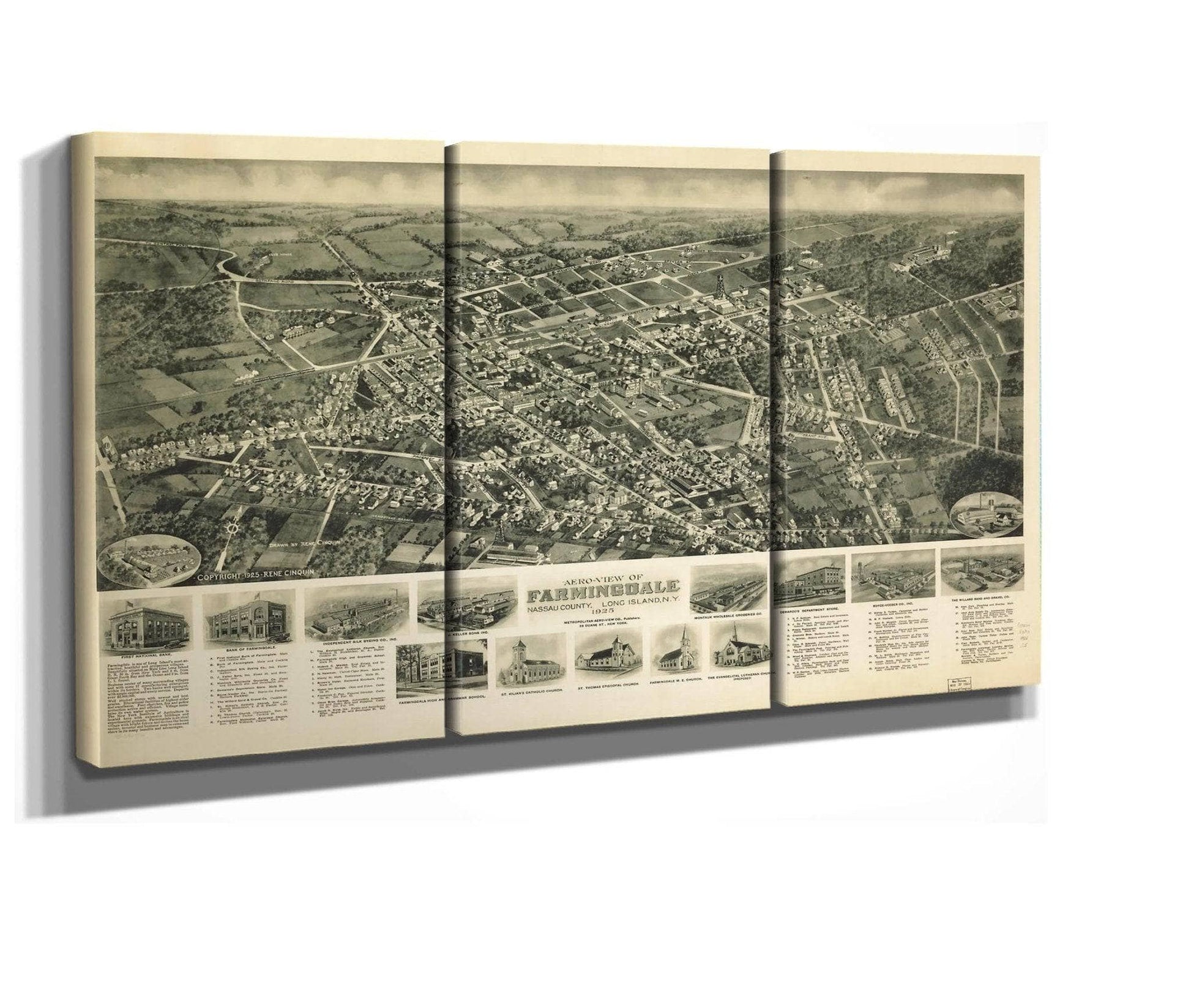 Aero View Of Farmingdale Nassau County Long Island Ny 1925  State Of New York