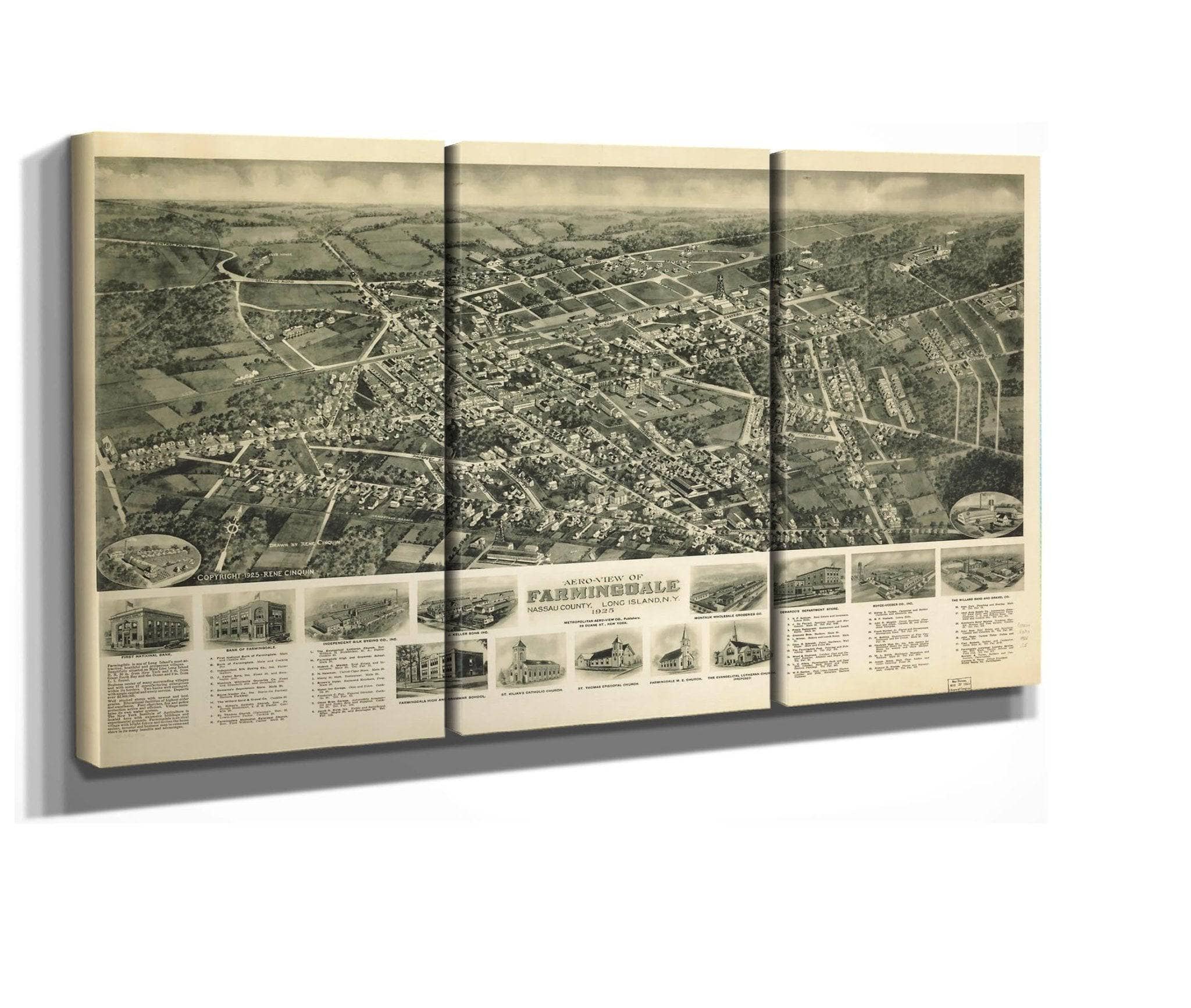 Aero View Of Farmingdale Nassau County Long Island Ny 1925  State Of New York