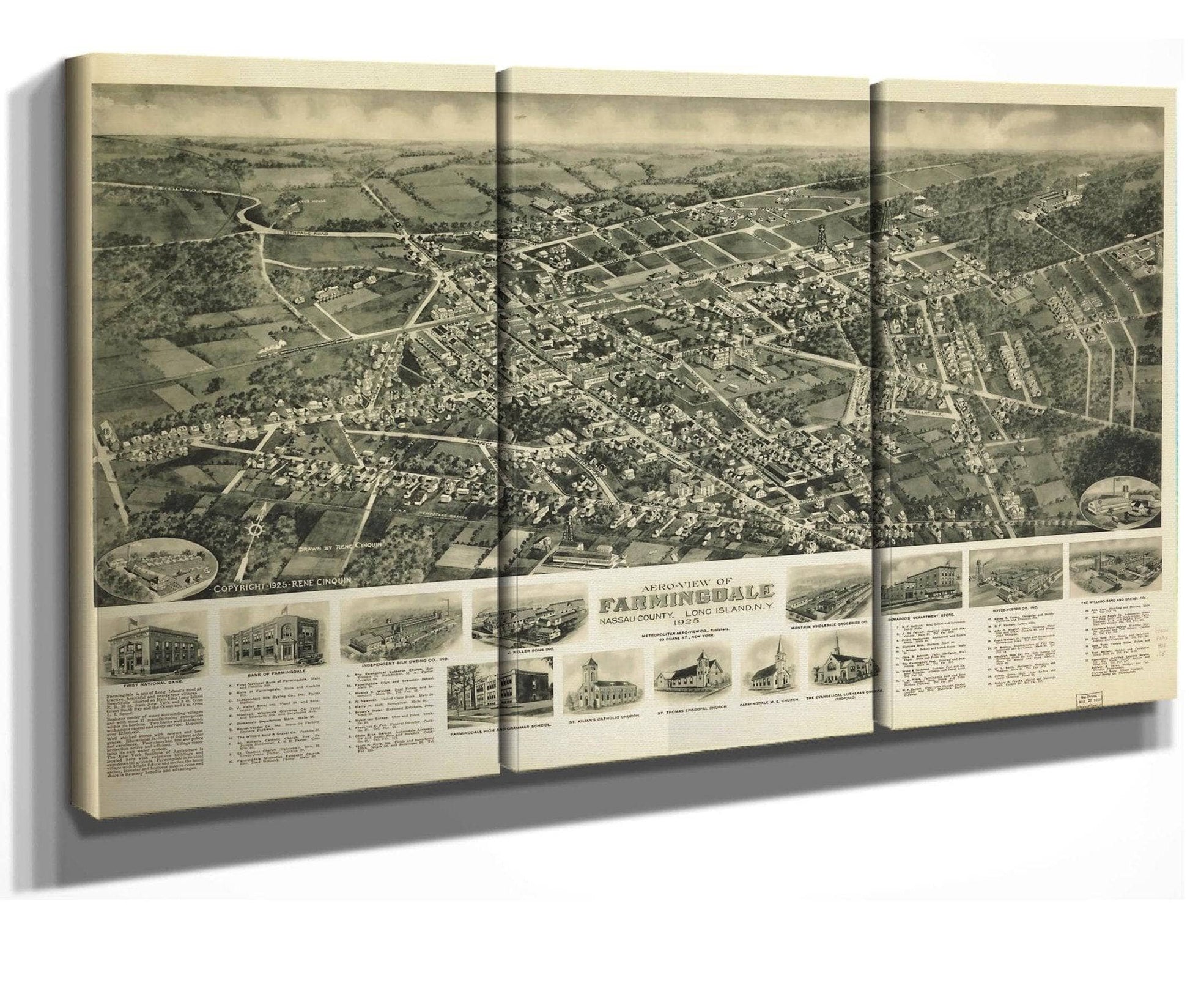 Aero View Of Farmingdale Nassau County Long Island Ny 1925  State Of New York