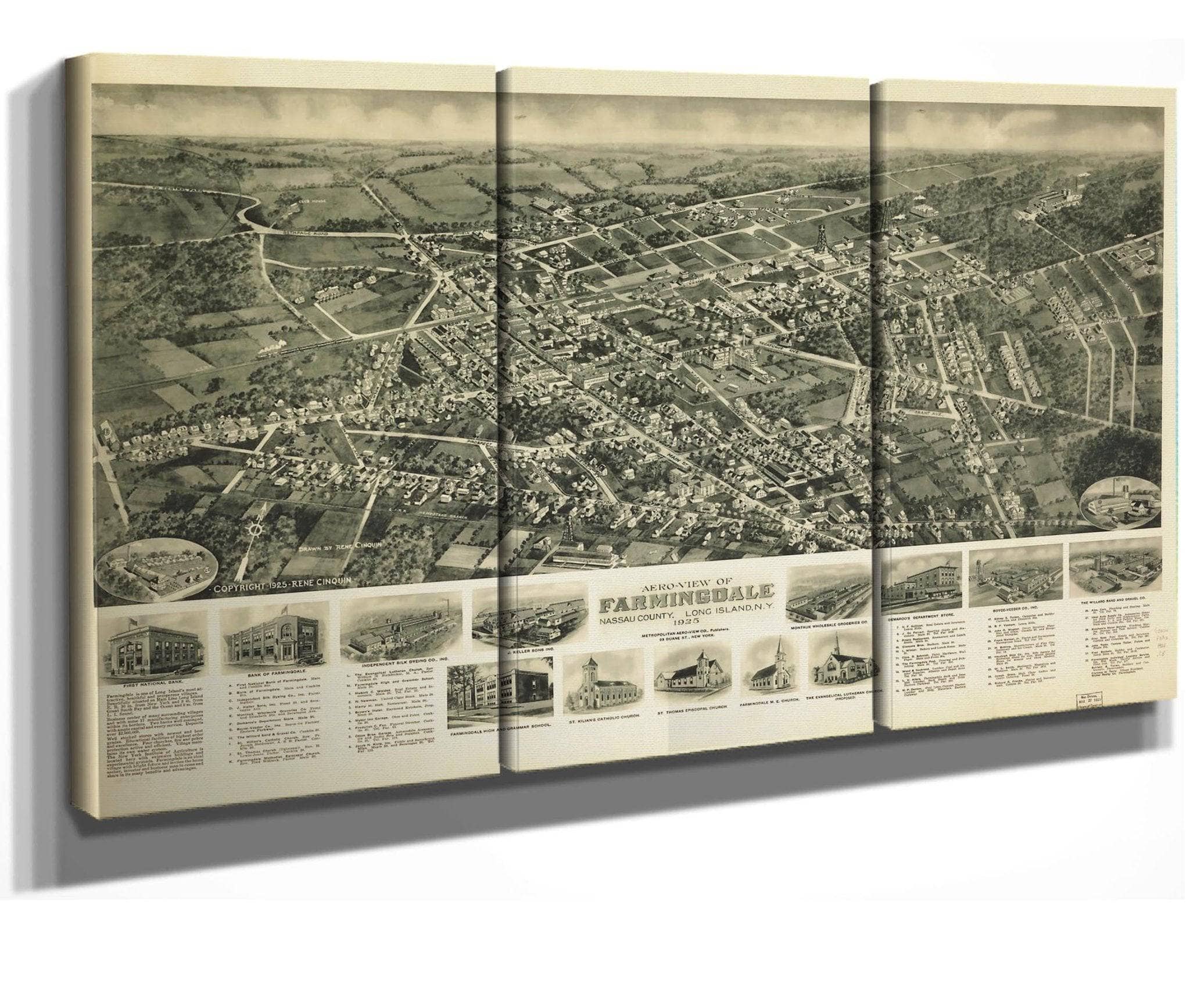 Aero View Of Farmingdale Nassau County Long Island Ny 1925  State Of New York