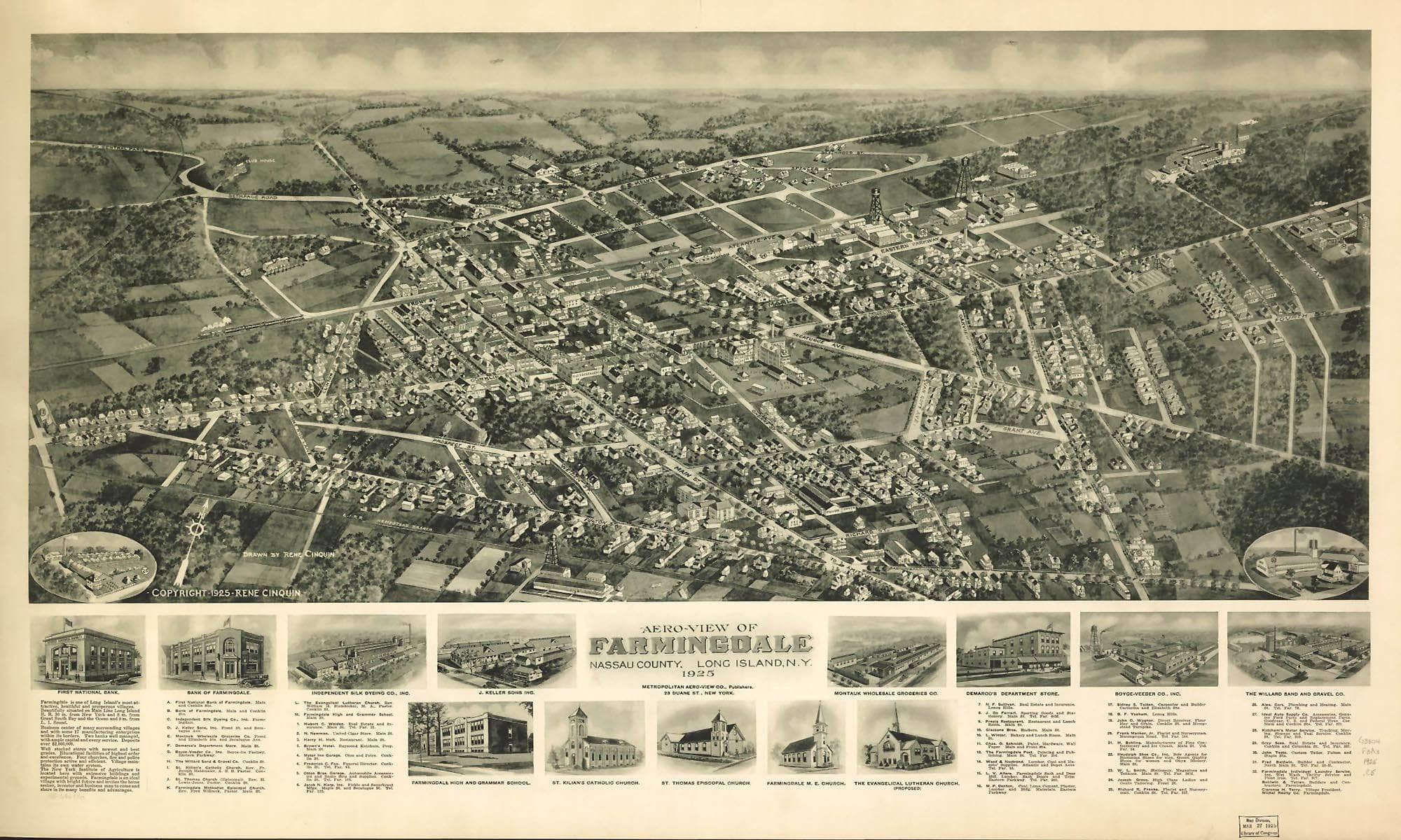 Aero View Of Farmingdale Nassau County Long Island Ny 1925  State Of New York