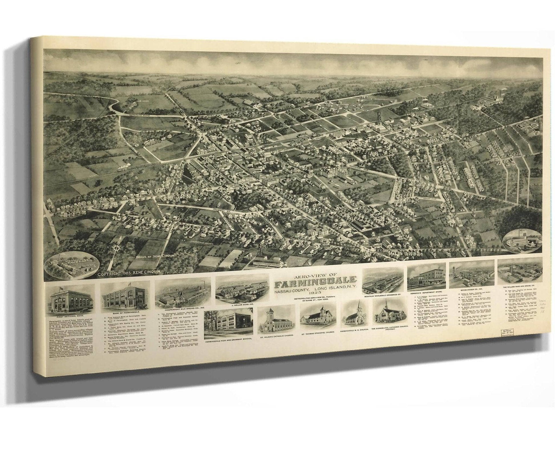 Aero View Of Farmingdale Nassau County Long Island Ny 1925  State Of New York