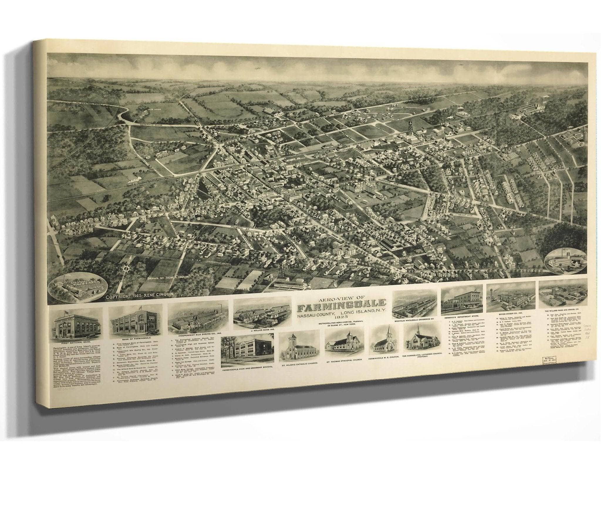 Aero View Of Farmingdale Nassau County Long Island Ny 1925  State Of New York