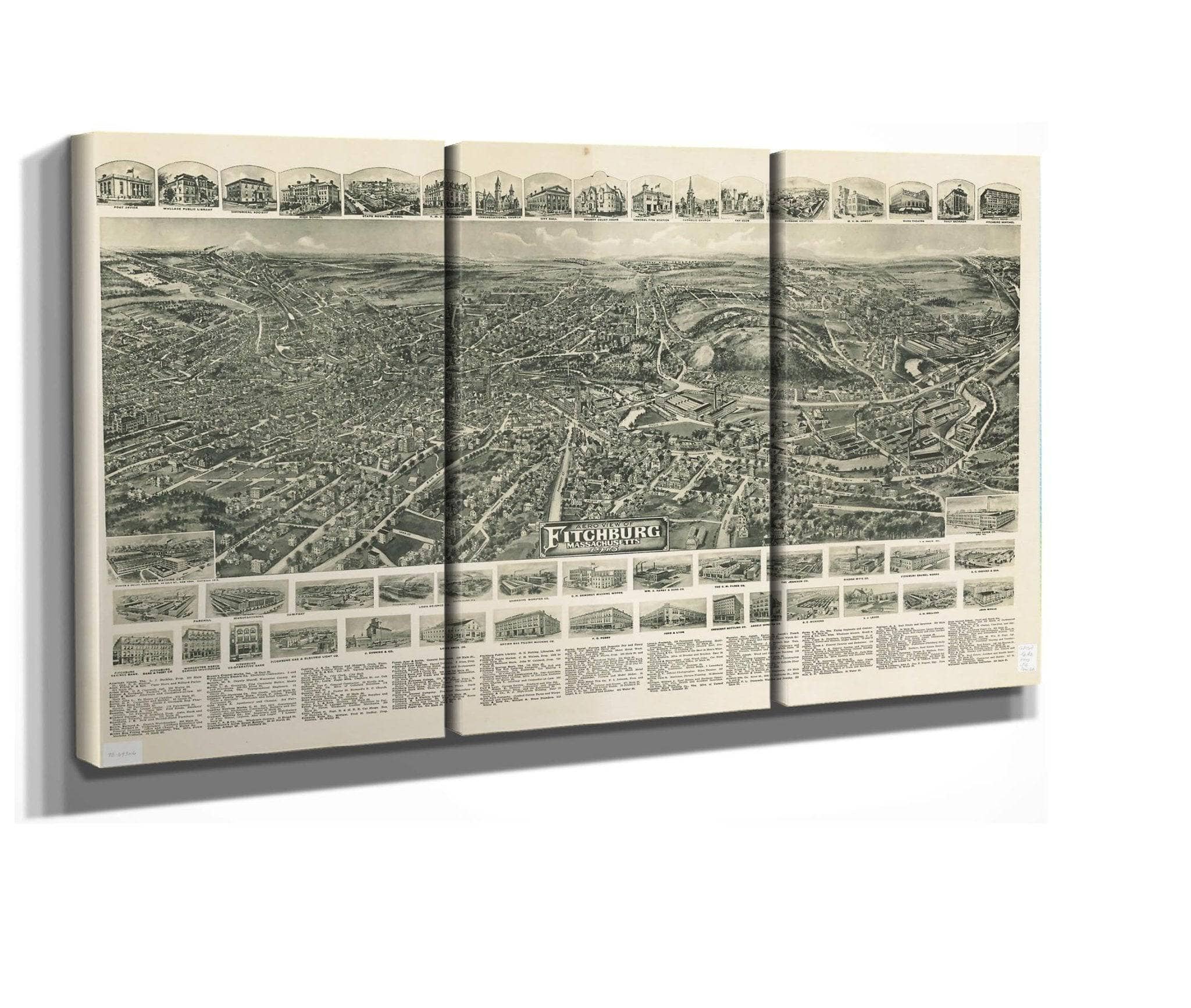 Aero View Of Fitchburg Massachusetts 1915  State Of Massachusetts