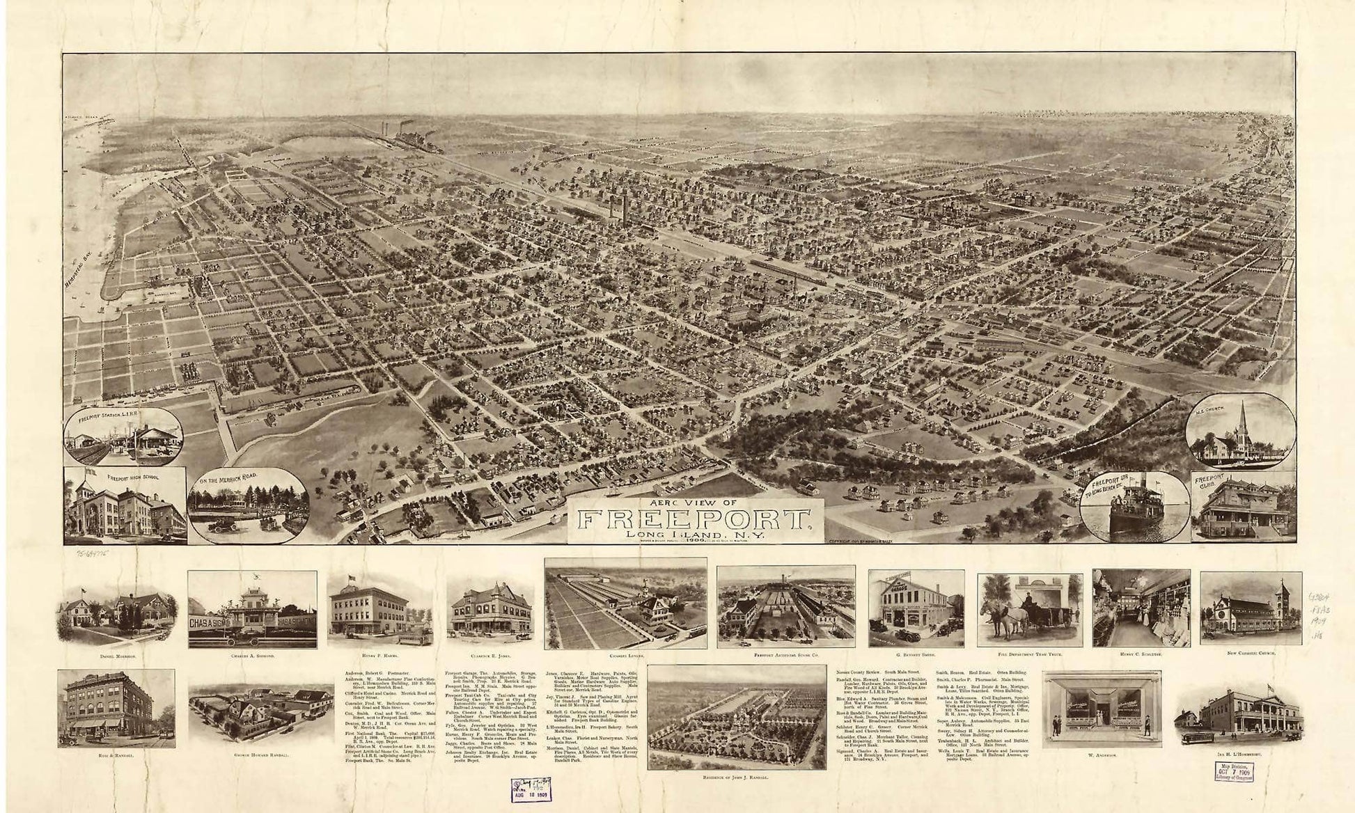 Aero View Of Freeport Long Island Ny 1909  State Of New York