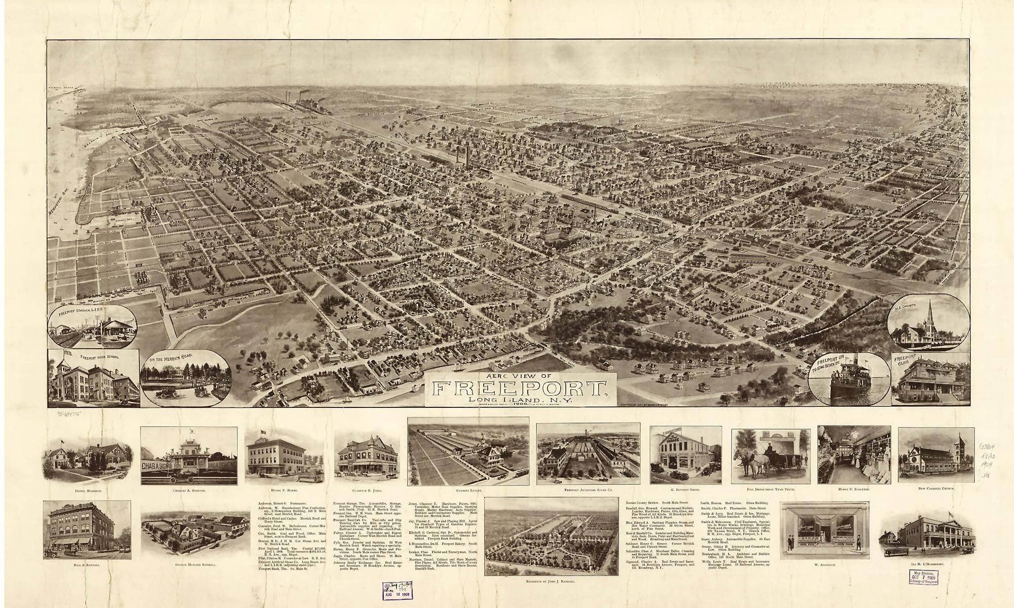Aero View Of Freeport Long Island Ny 1909  State Of New York