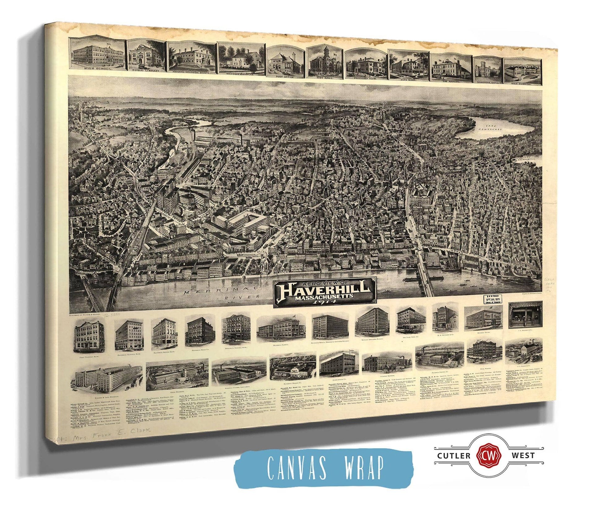 Aero View Of Haverhill Massachusetts 1914 State of Massachusetts
