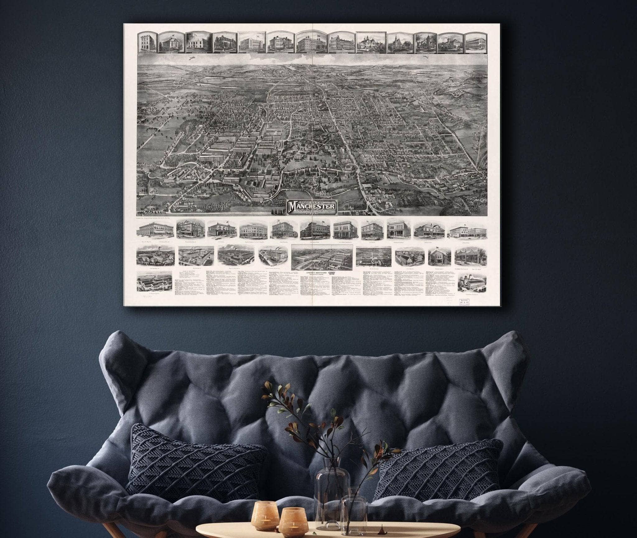 Aero View Of Manchester Connecticut 1914 State of Connecticut