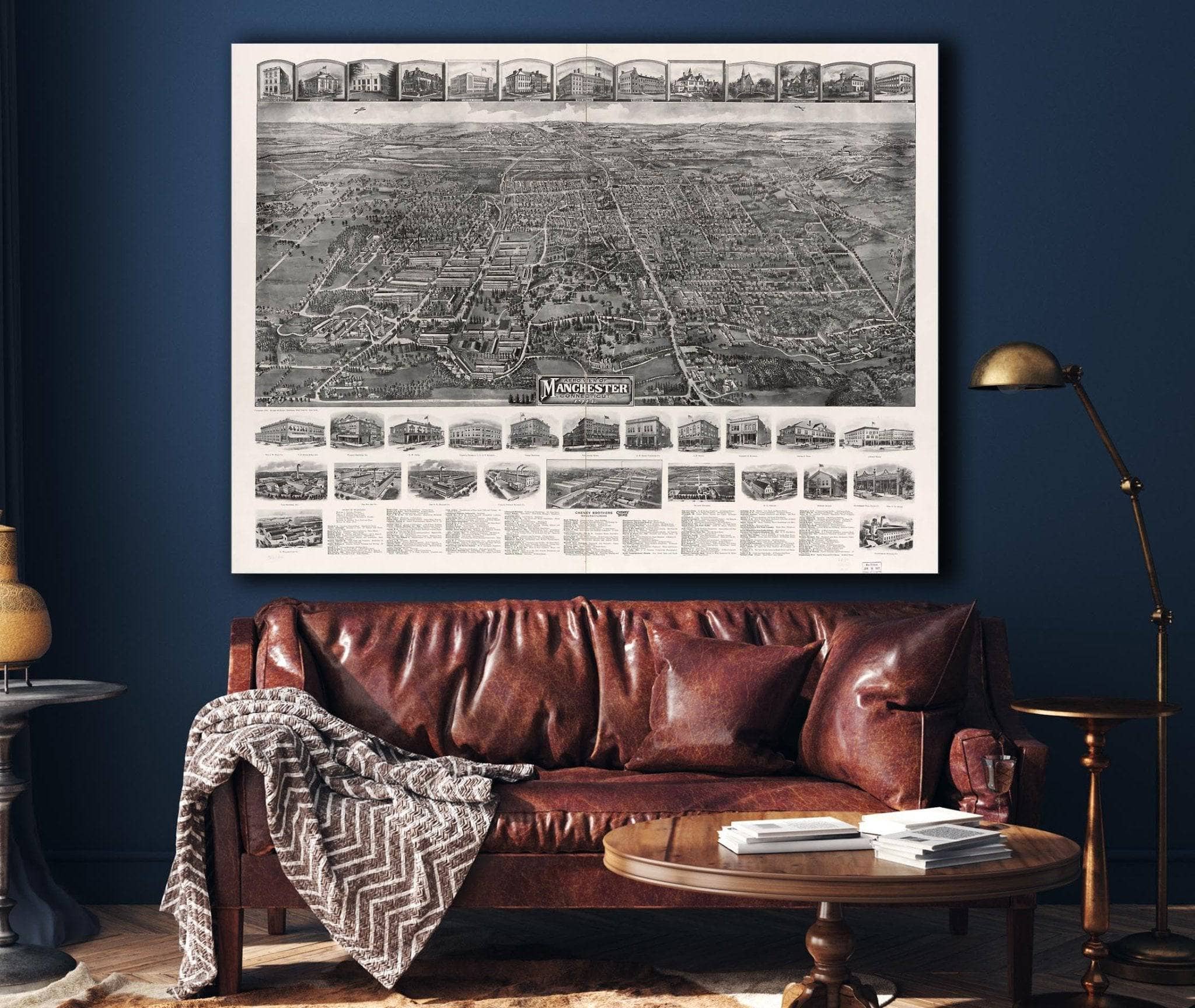 Aero View Of Manchester Connecticut 1914 State of Connecticut