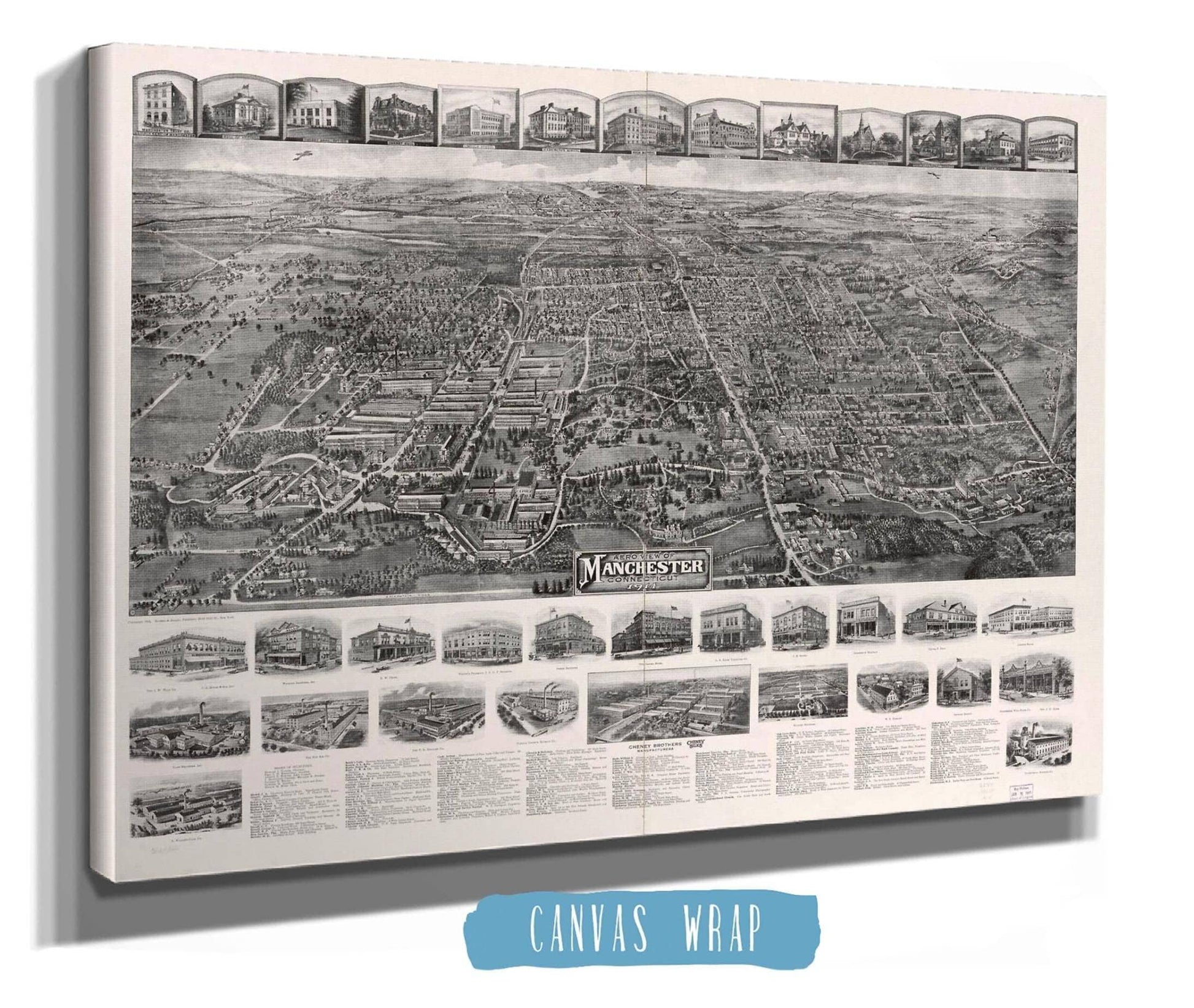 Aero View Of Manchester Connecticut 1914 State of Connecticut
