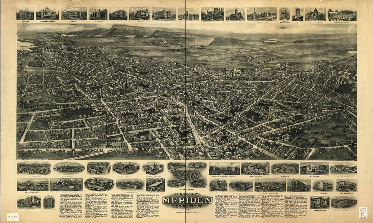 Aero View Of Meriden Connecticut 1918  State Of Connecticut
