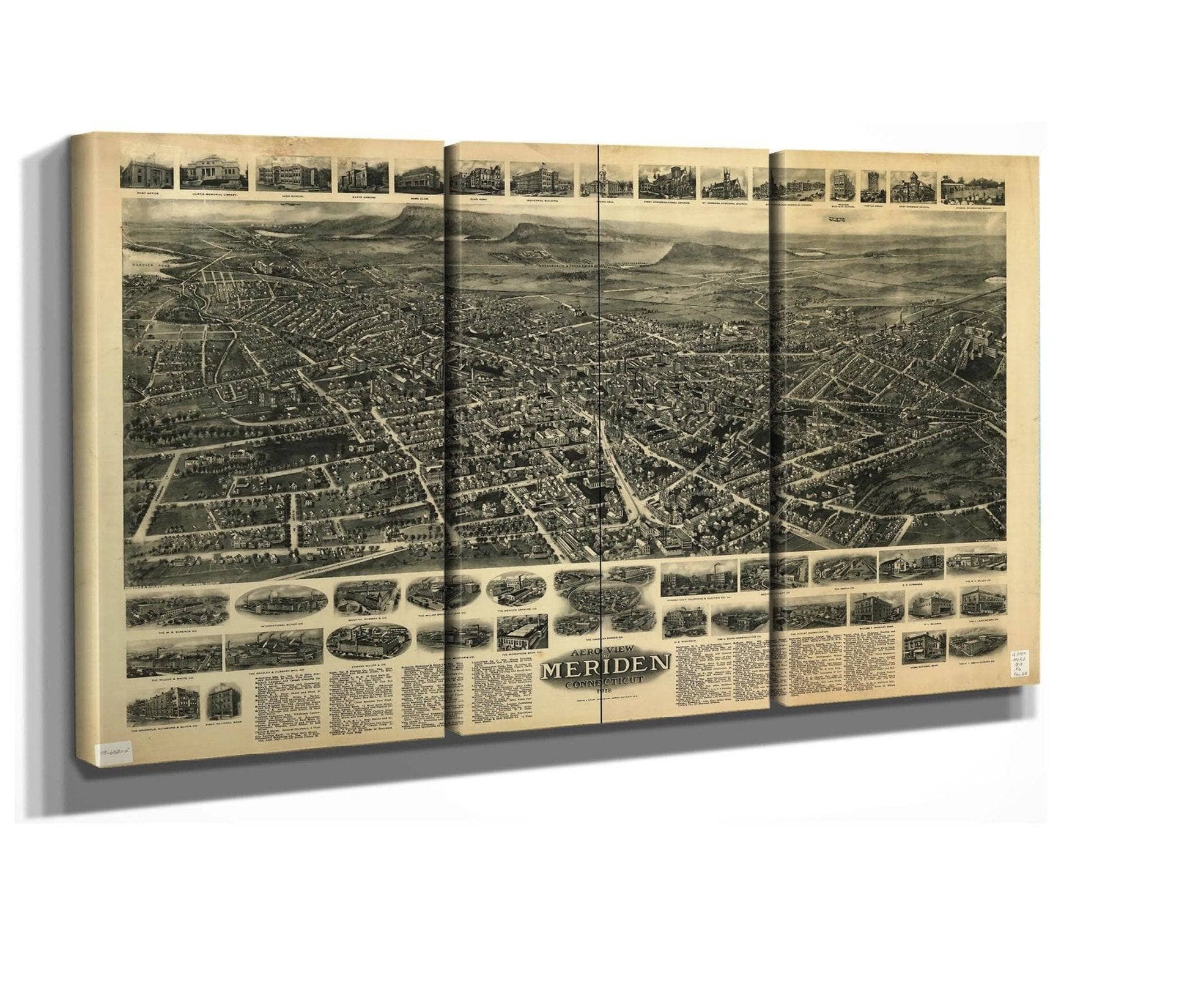 Aero View Of Meriden Connecticut 1918  State Of Connecticut