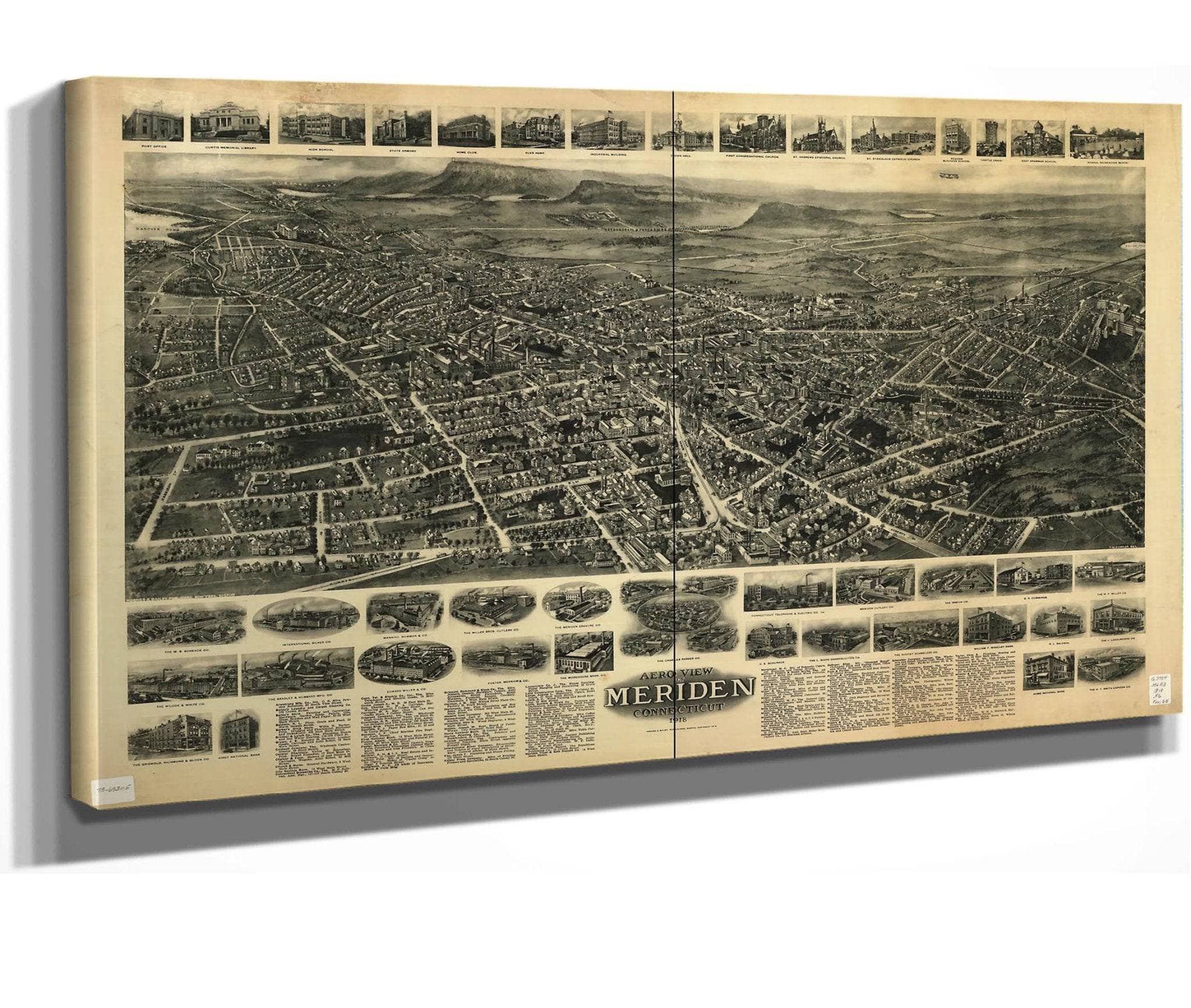Aero View Of Meriden Connecticut 1918  State Of Connecticut