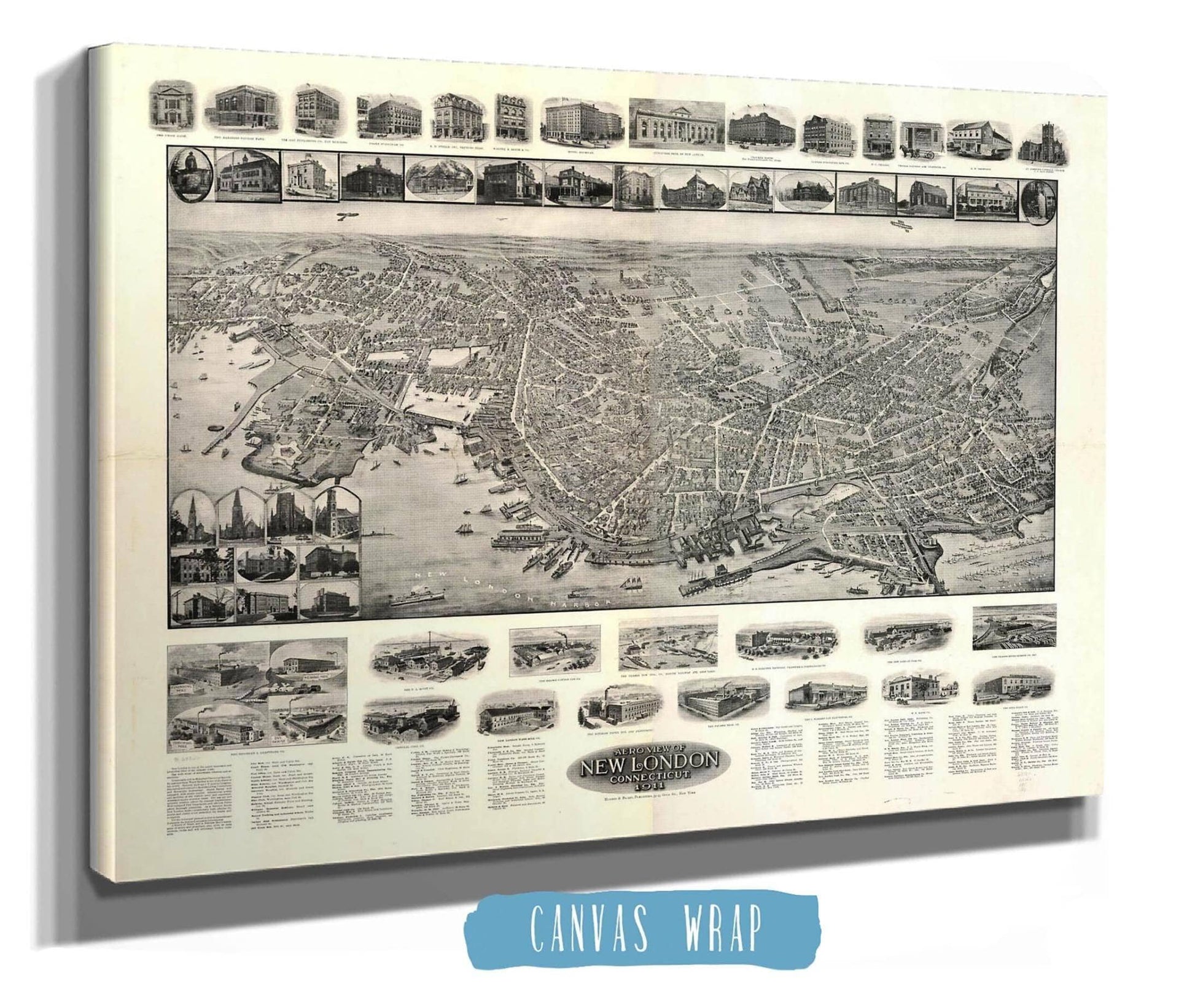 Aero View Of New London Connecticut 1911 State of Connecticut
