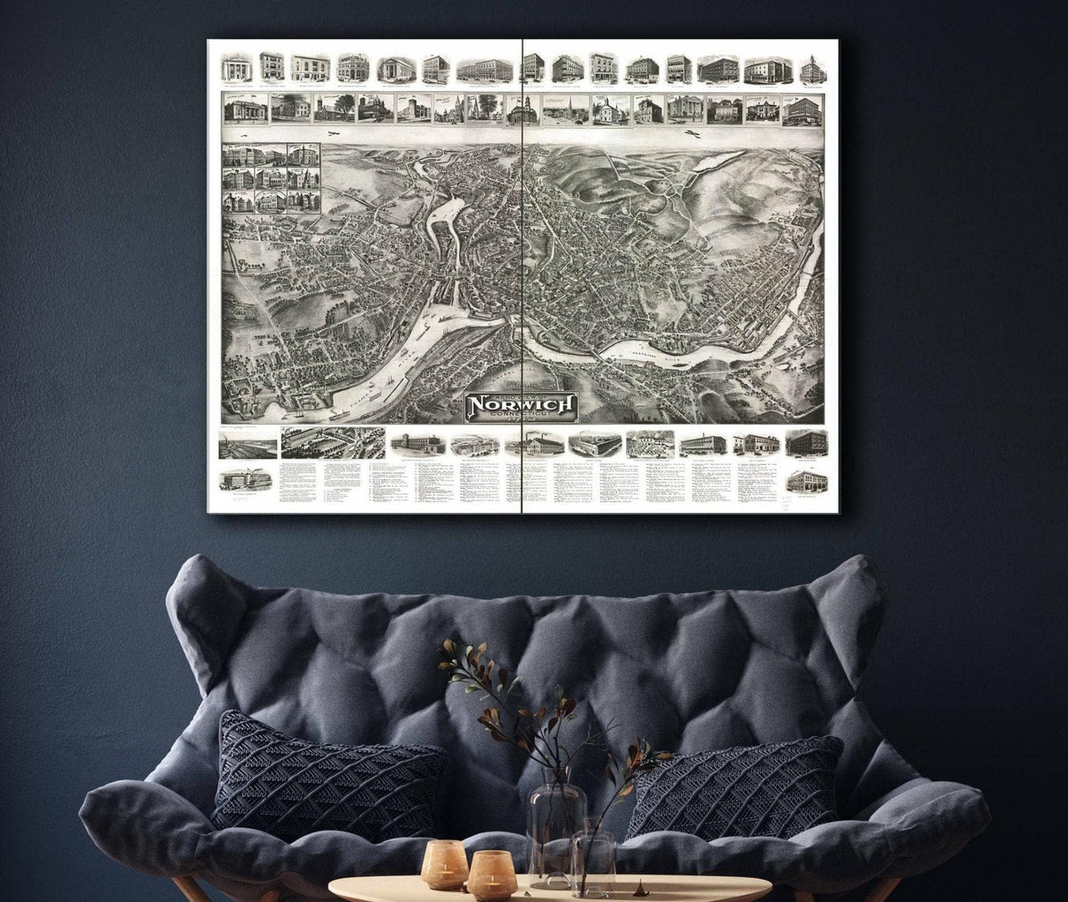 Aero View Of Norwich Connecticut 1912 State of Connecticut