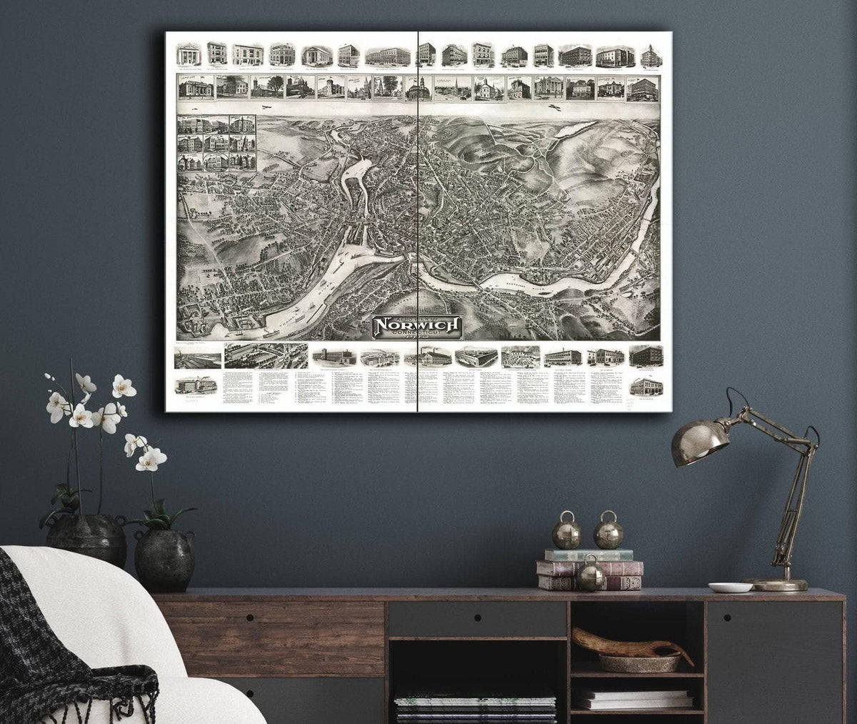 Aero View Of Norwich Connecticut 1912 State of Connecticut