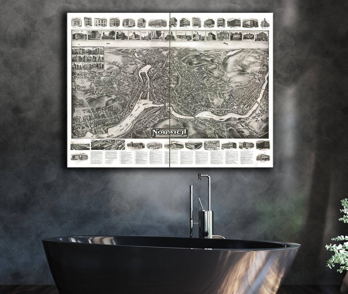 Aero View Of Norwich Connecticut 1912 State of Connecticut